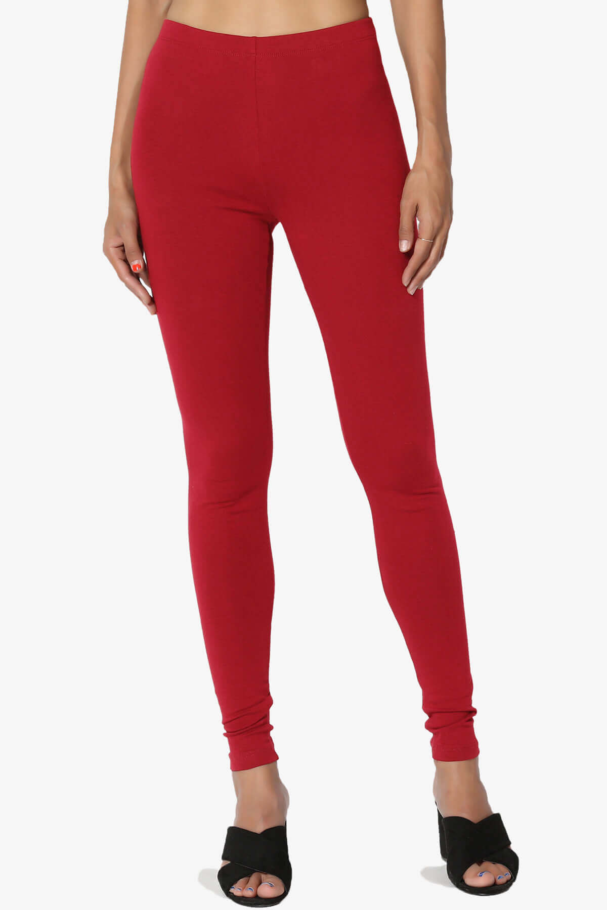 Thalia Cotton Jersey Ankle Leggings DARK RED_1
