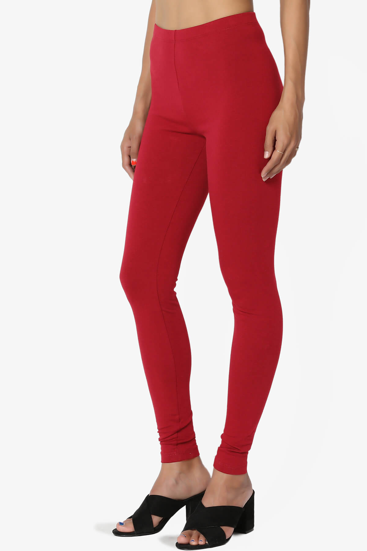 Thalia Cotton Jersey Ankle Leggings DARK RED_3
