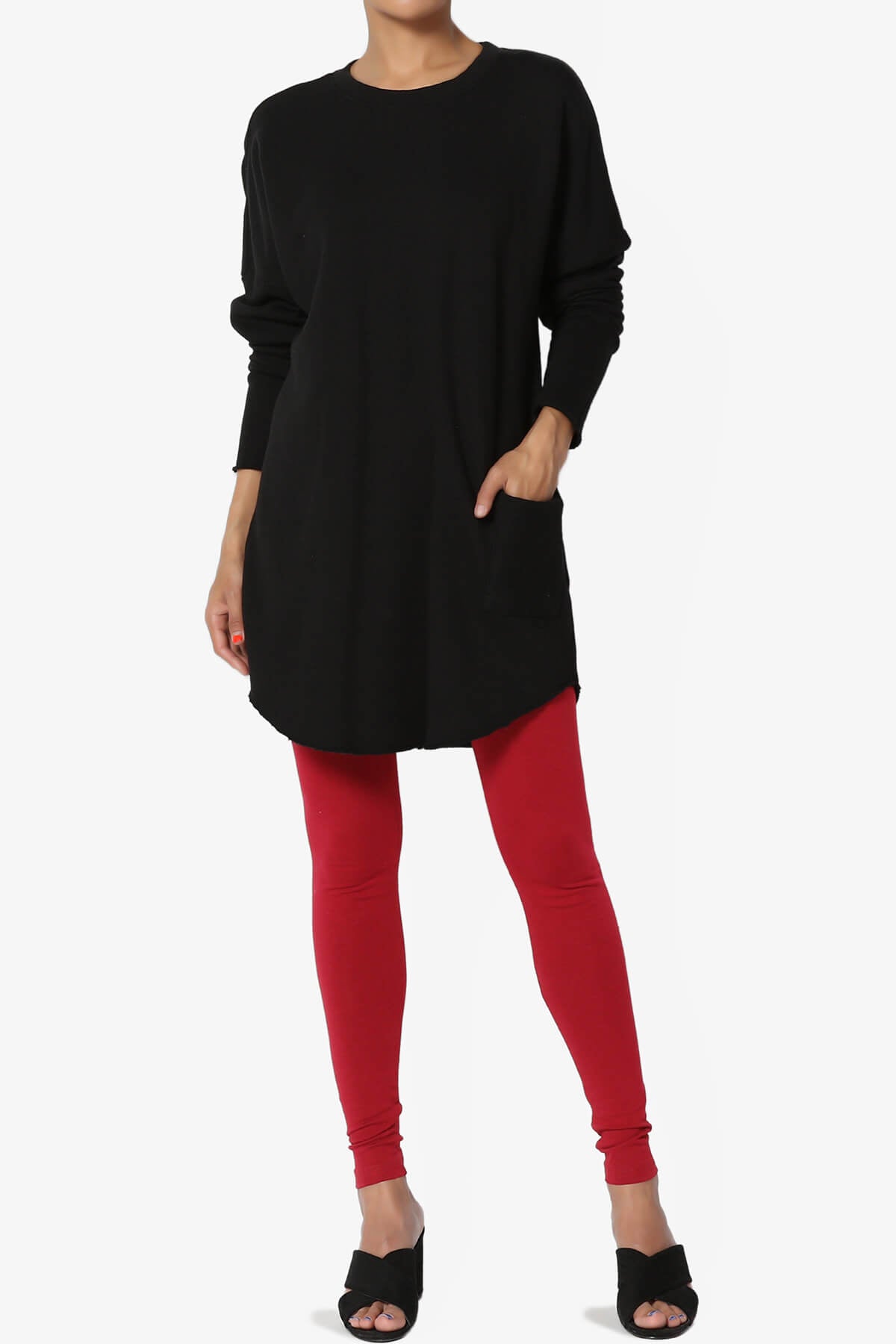 Thalia Cotton Jersey Ankle Leggings DARK RED_6