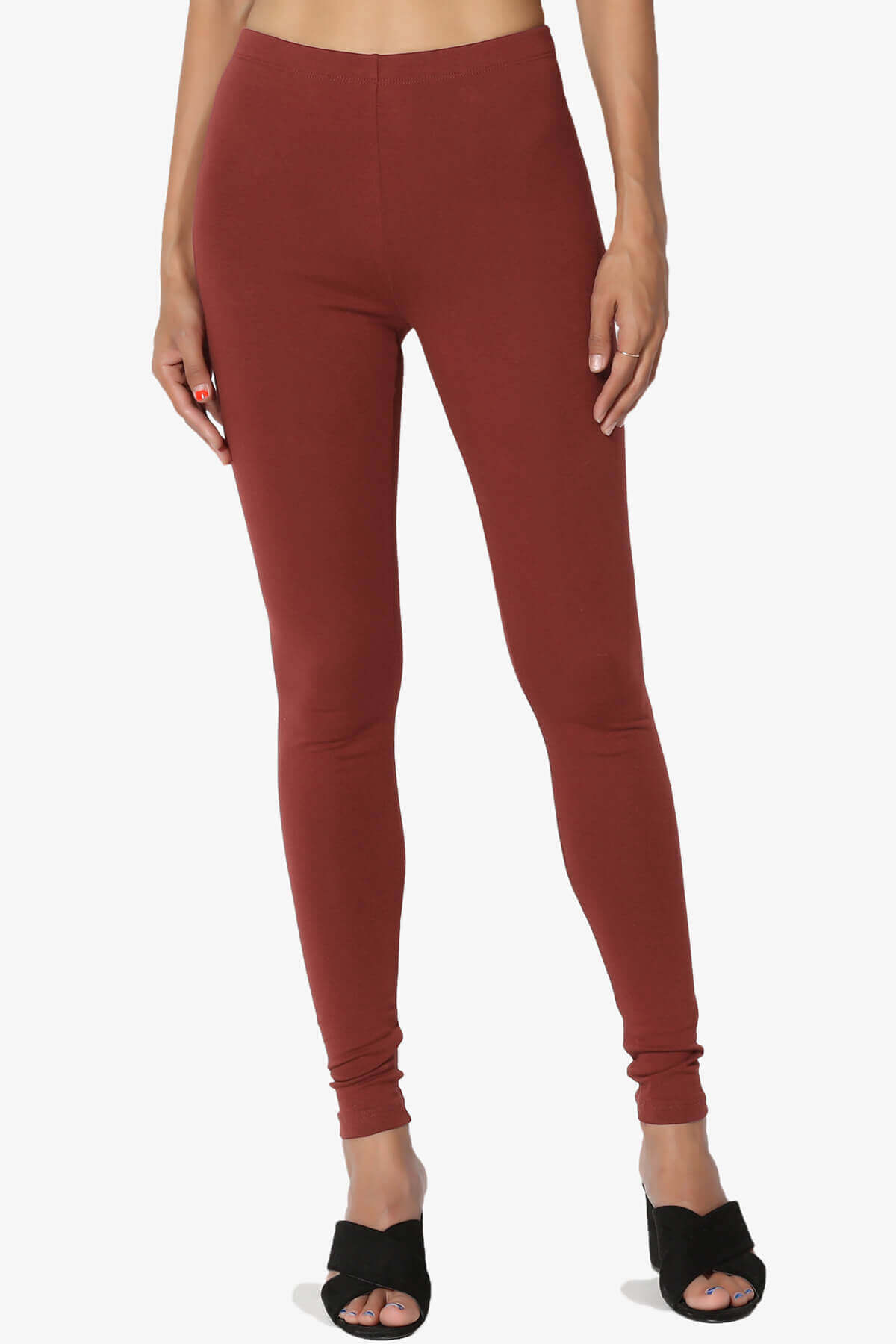 Thalia Cotton Jersey Ankle Leggings DARK RUST_1