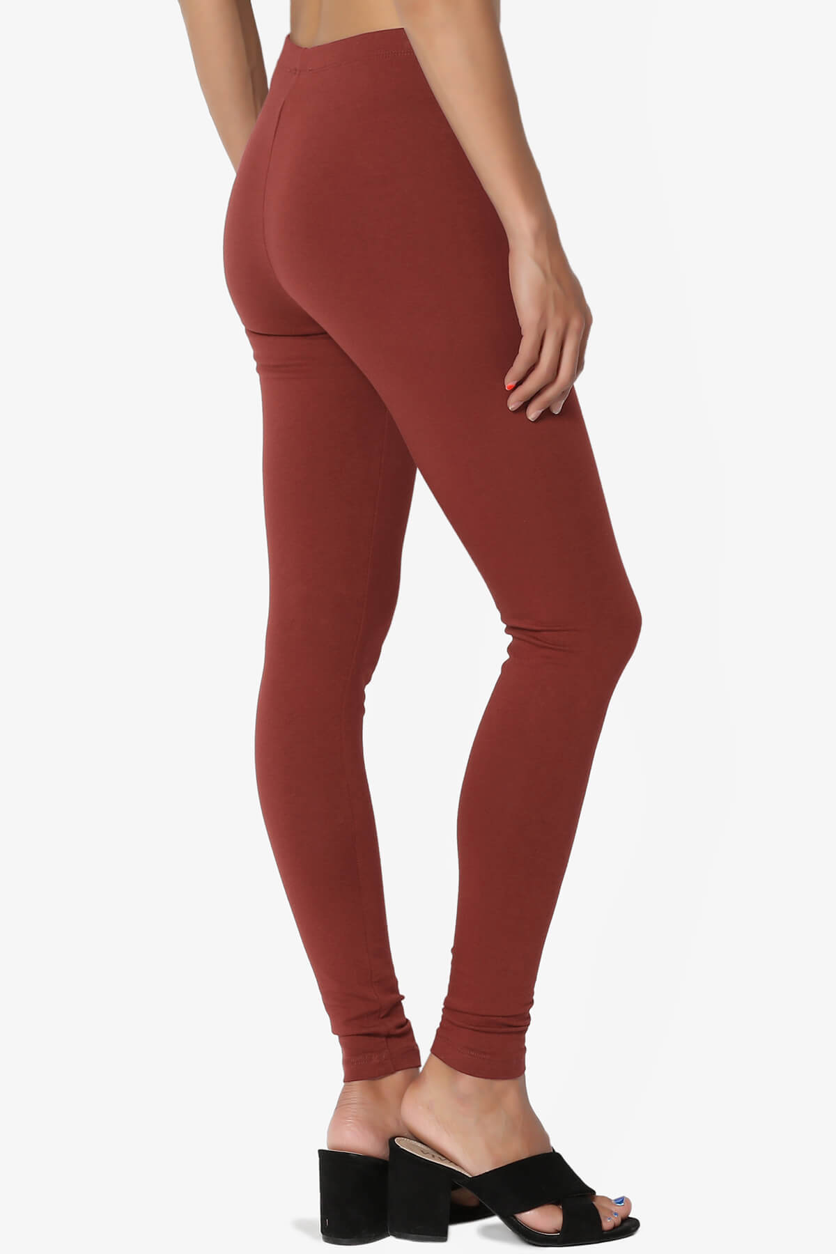 Thalia Cotton Jersey Ankle Leggings DARK RUST_4