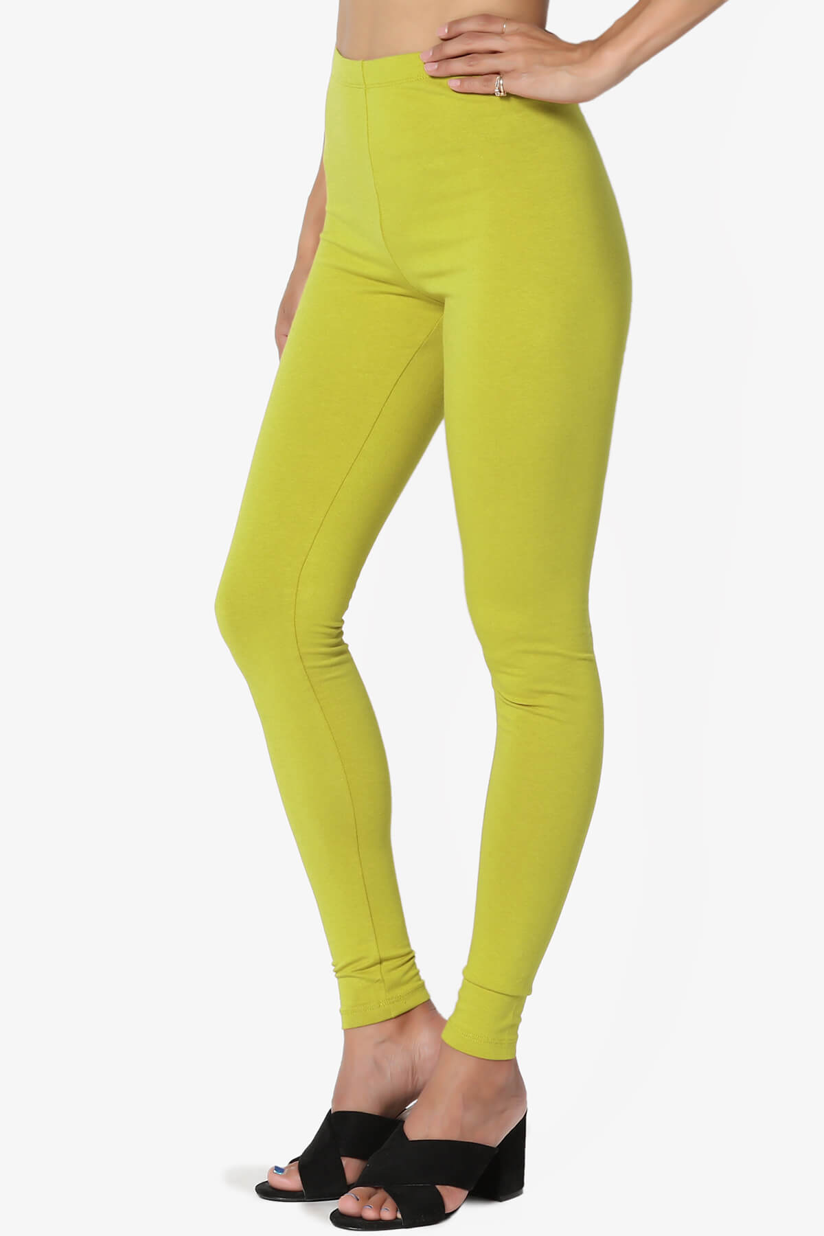 Thalia Cotton Jersey Ankle Leggings GOLDEN WASABI_3