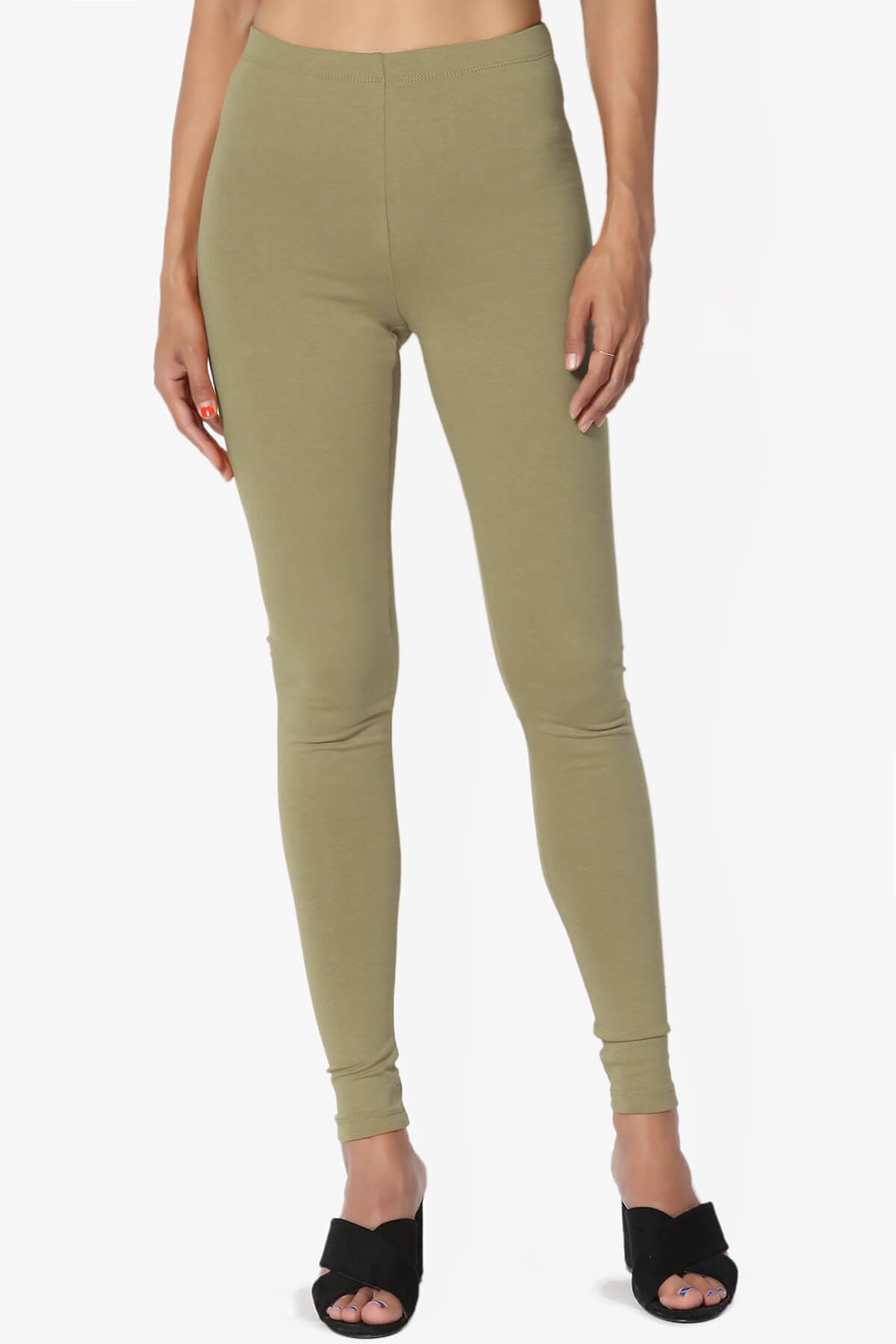 Thalia Cotton Jersey Ankle Leggings KHAKI GREEN_1