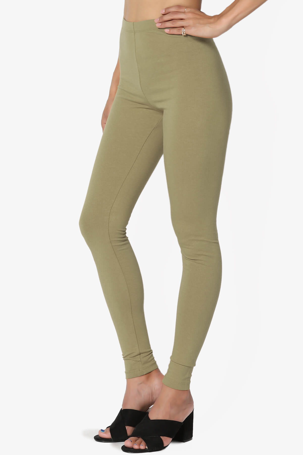 Thalia Cotton Jersey Ankle Leggings KHAKI GREEN_3