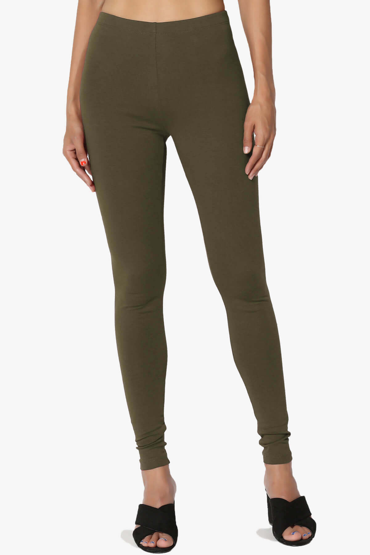 Thalia Cotton Jersey Ankle Leggings OLIVE_1
