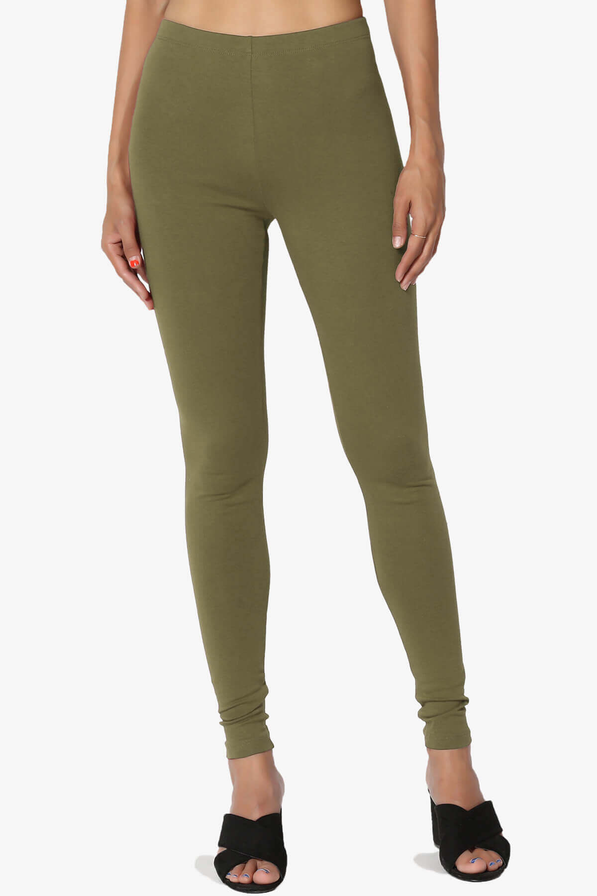 Thalia Cotton Jersey Ankle Leggings OLIVE KHAKI_1