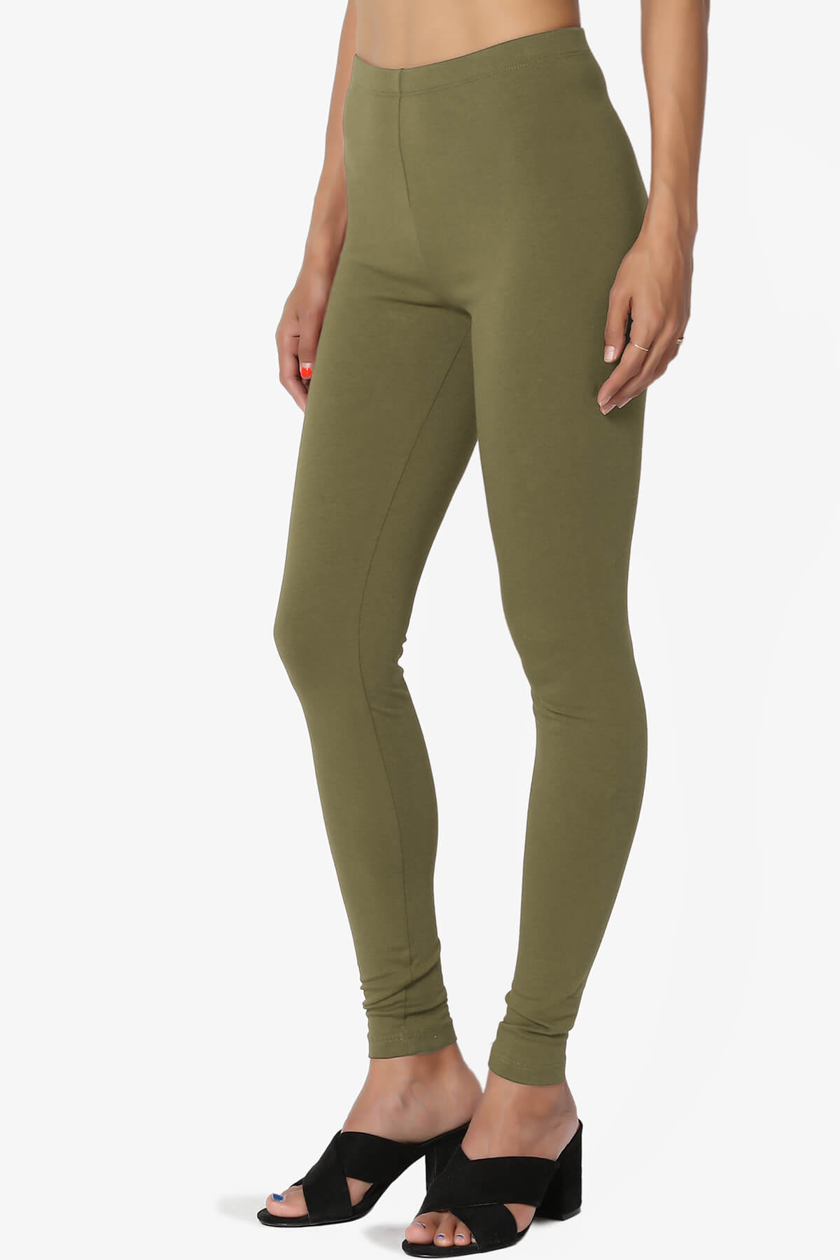 Thalia Cotton Jersey Ankle Leggings OLIVE KHAKI_3