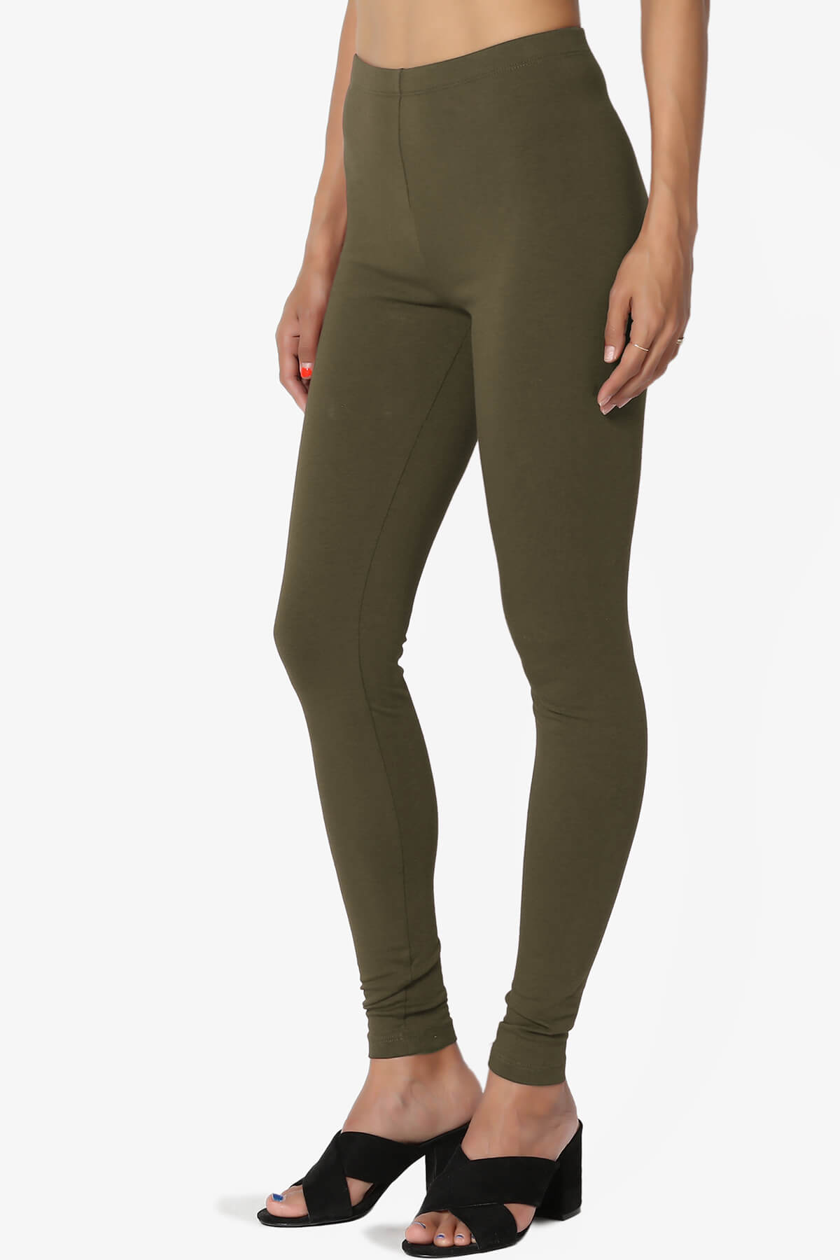 Thalia Cotton Jersey Ankle Leggings OLIVE_3