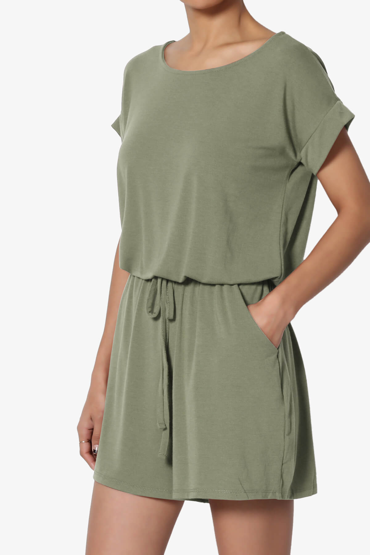 Tina Short Sleeve Jersey Romper DUSTY OLIVE_3