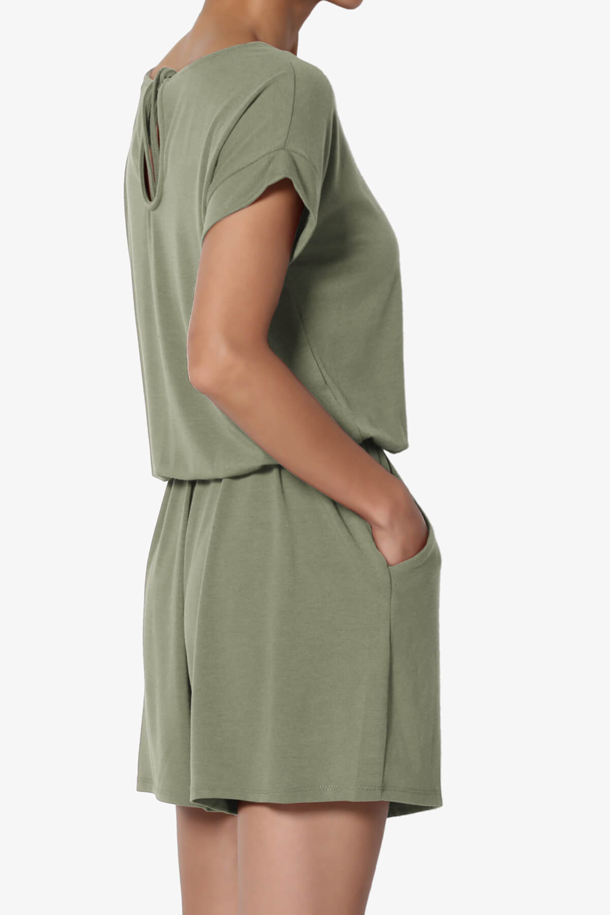 Tina Short Sleeve Jersey Romper DUSTY OLIVE_4