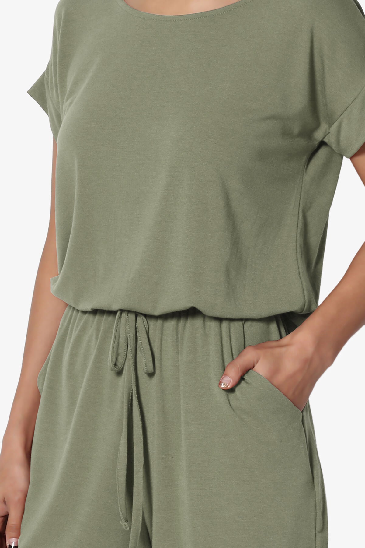 Tina Short Sleeve Jersey Romper DUSTY OLIVE_5