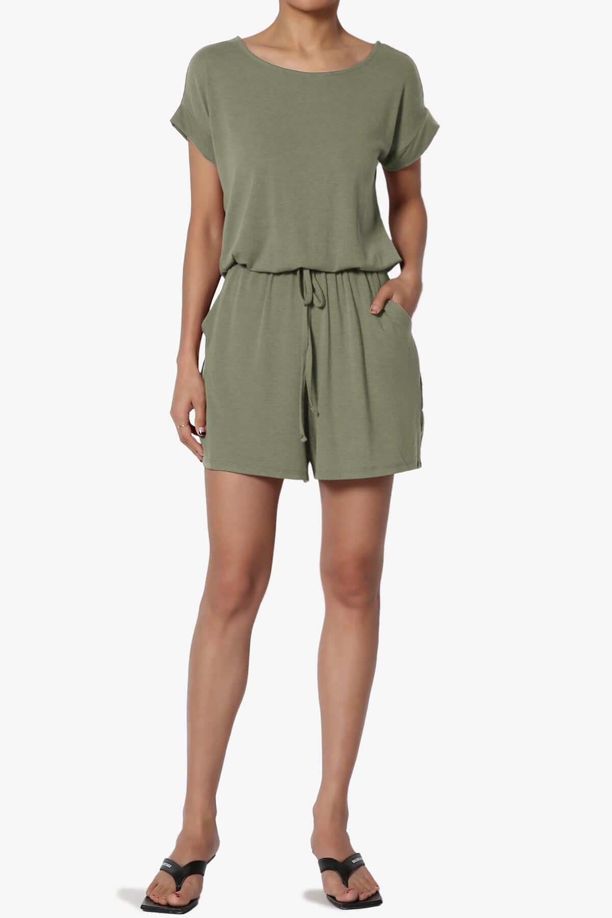 Tina Short Sleeve Jersey Romper DUSTY OLIVE_6
