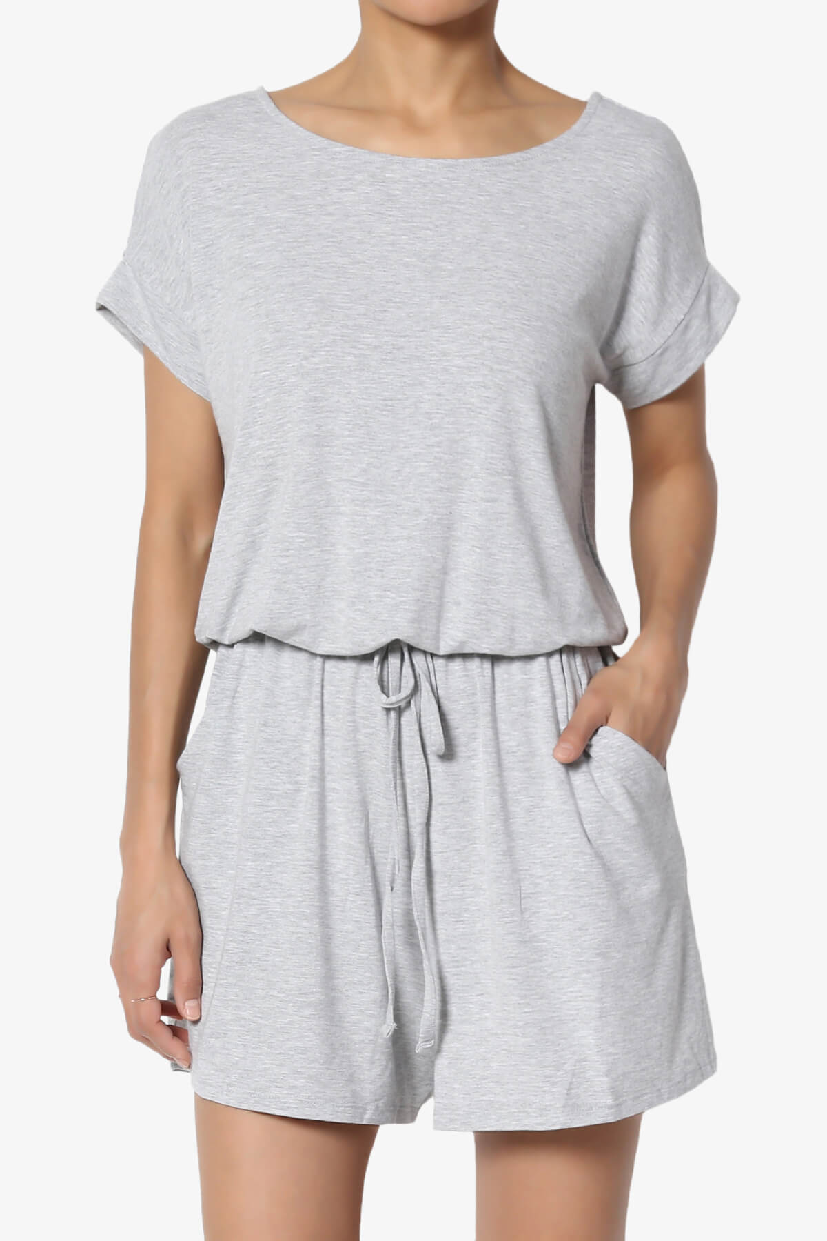 Tina Short Sleeve Jersey Romper HEATHER GREY_1