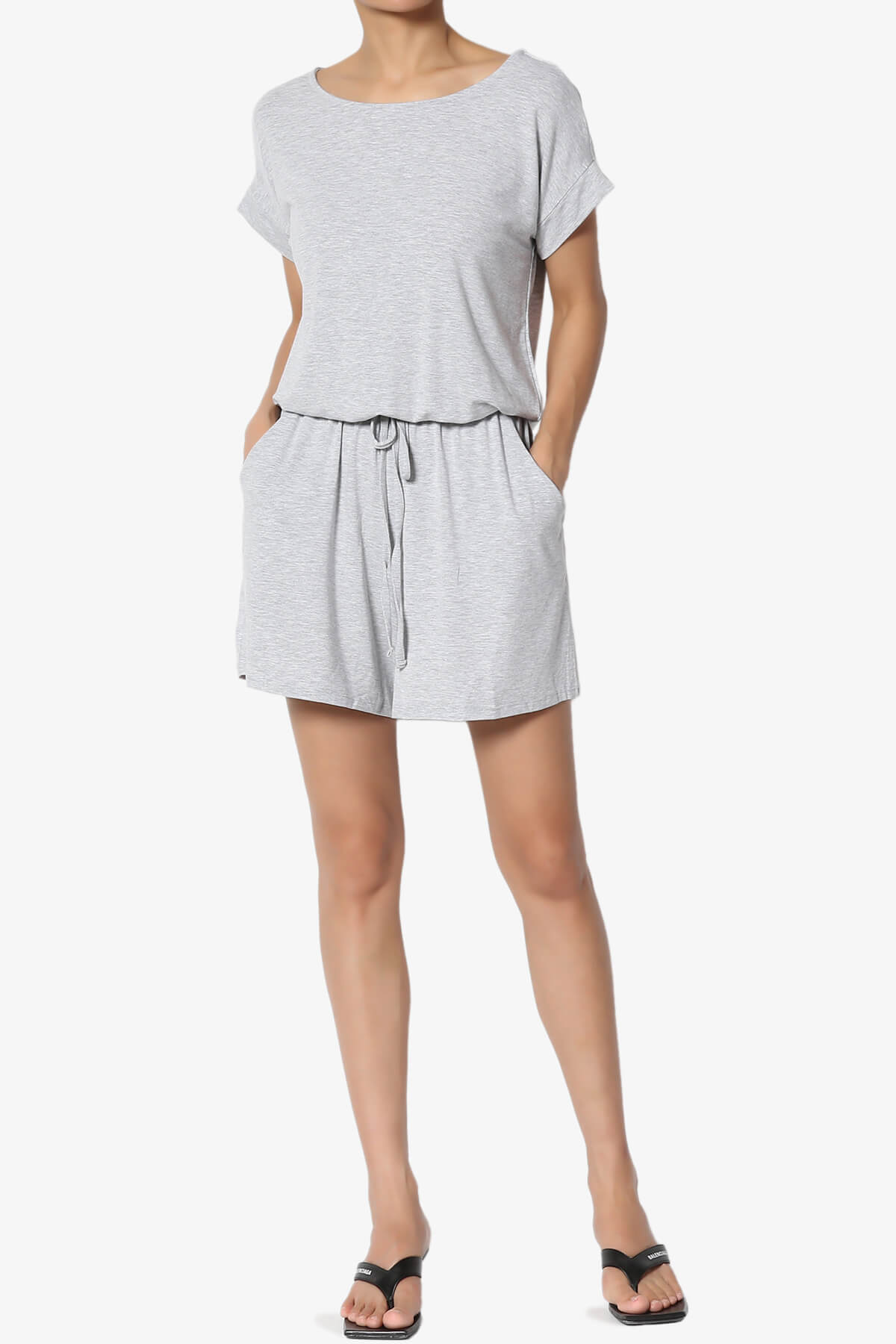 Tina Short Sleeve Jersey Romper HEATHER GREY_6