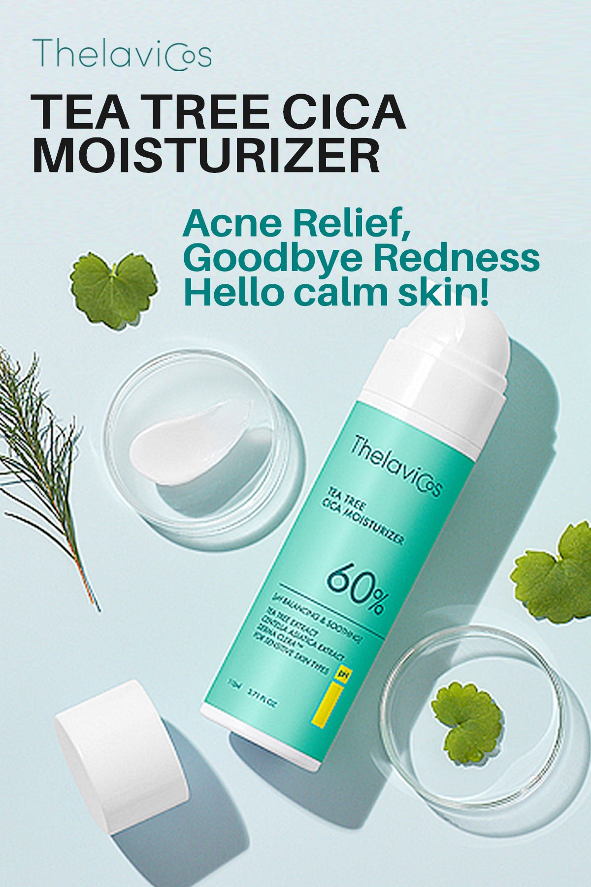 Thelavicos Tea Tree Cica 60 Moisturizer 110ml/3.71 fl.oz | Soothing for Acne, Sensitive Skin