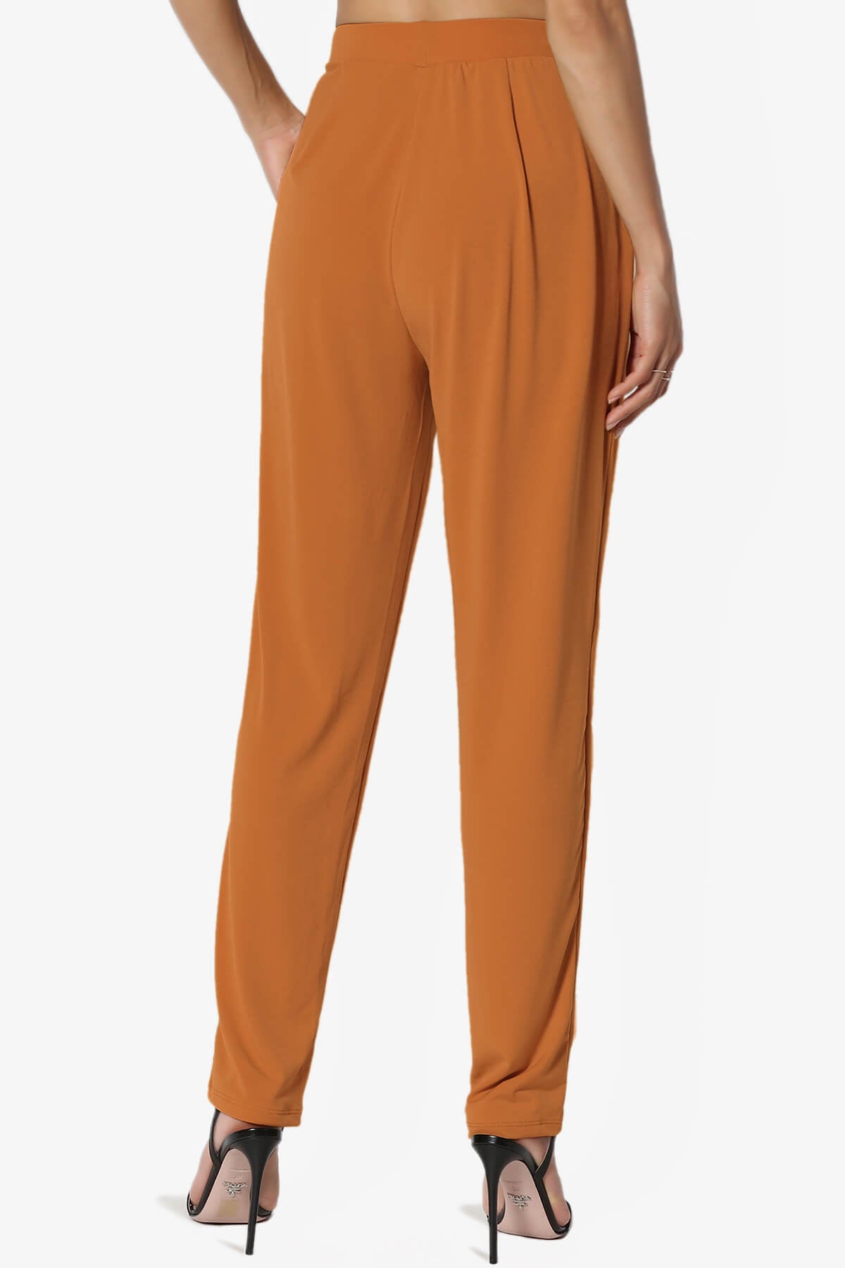 Trellis Cool Pleated Elasic Waist Pants ALMOND_2