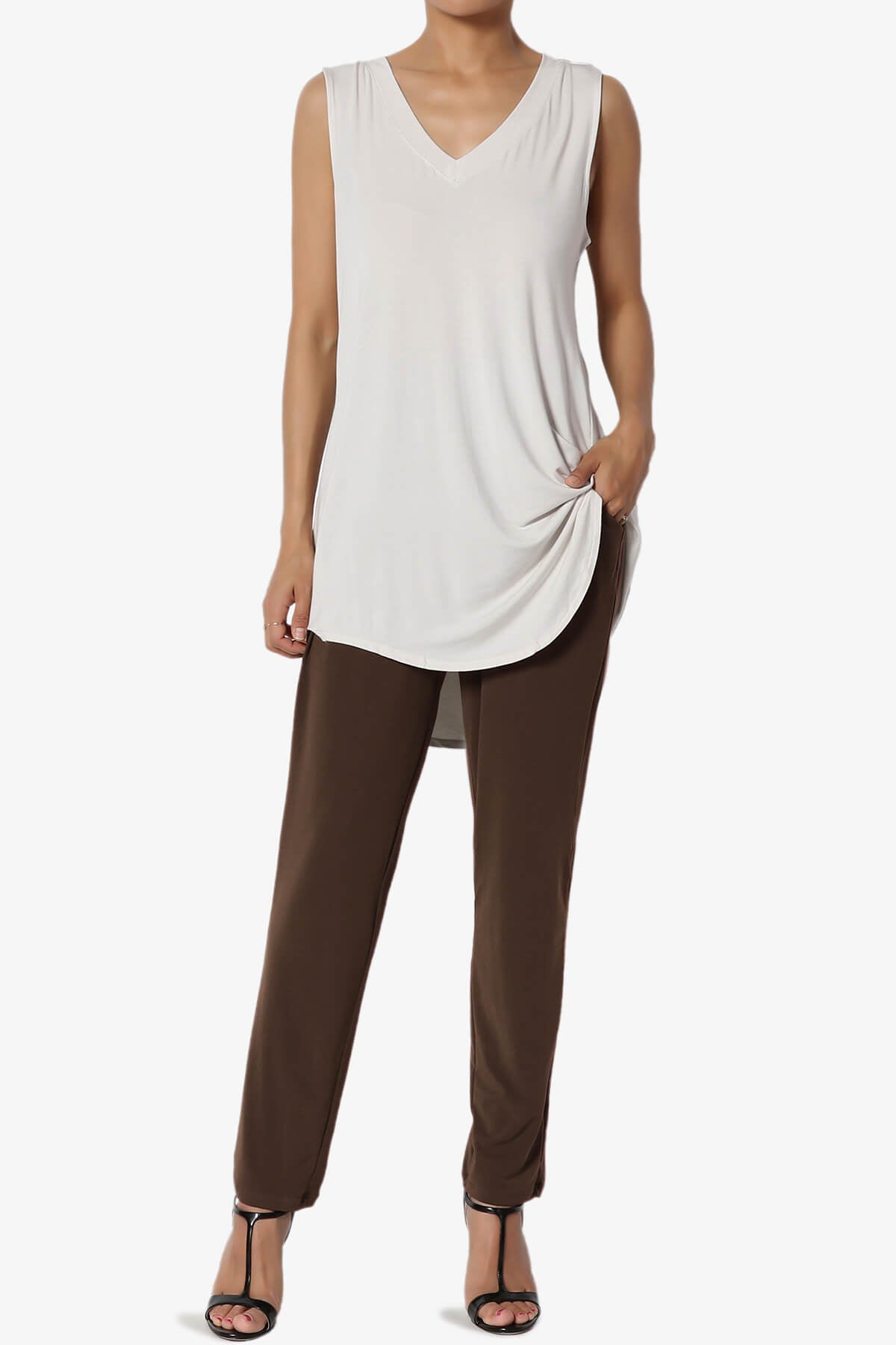 Trellis Cool Pleated Elasic Waist Pants BROWN_6