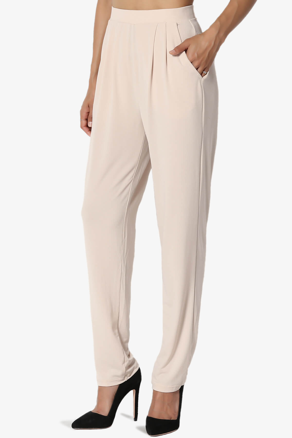 Trellis Cool Pleated Elasic Waist Pants TAUPE_3