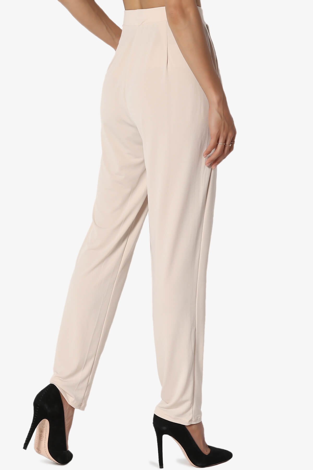 Trellis Cool Pleated Elasic Waist Pants TAUPE_4