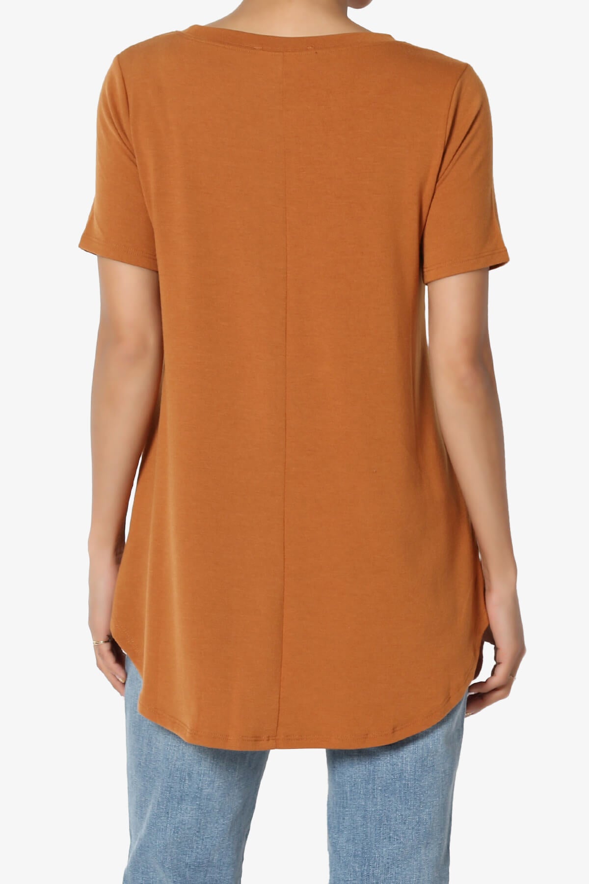 Tristan Essential Short Sleeve Round Hem Top ALMOND_2