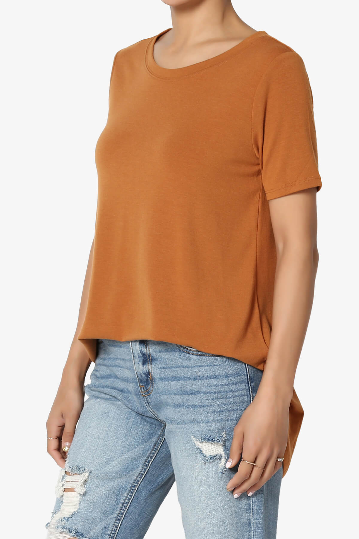 Tristan Essential Short Sleeve Round Hem Top ALMOND_3