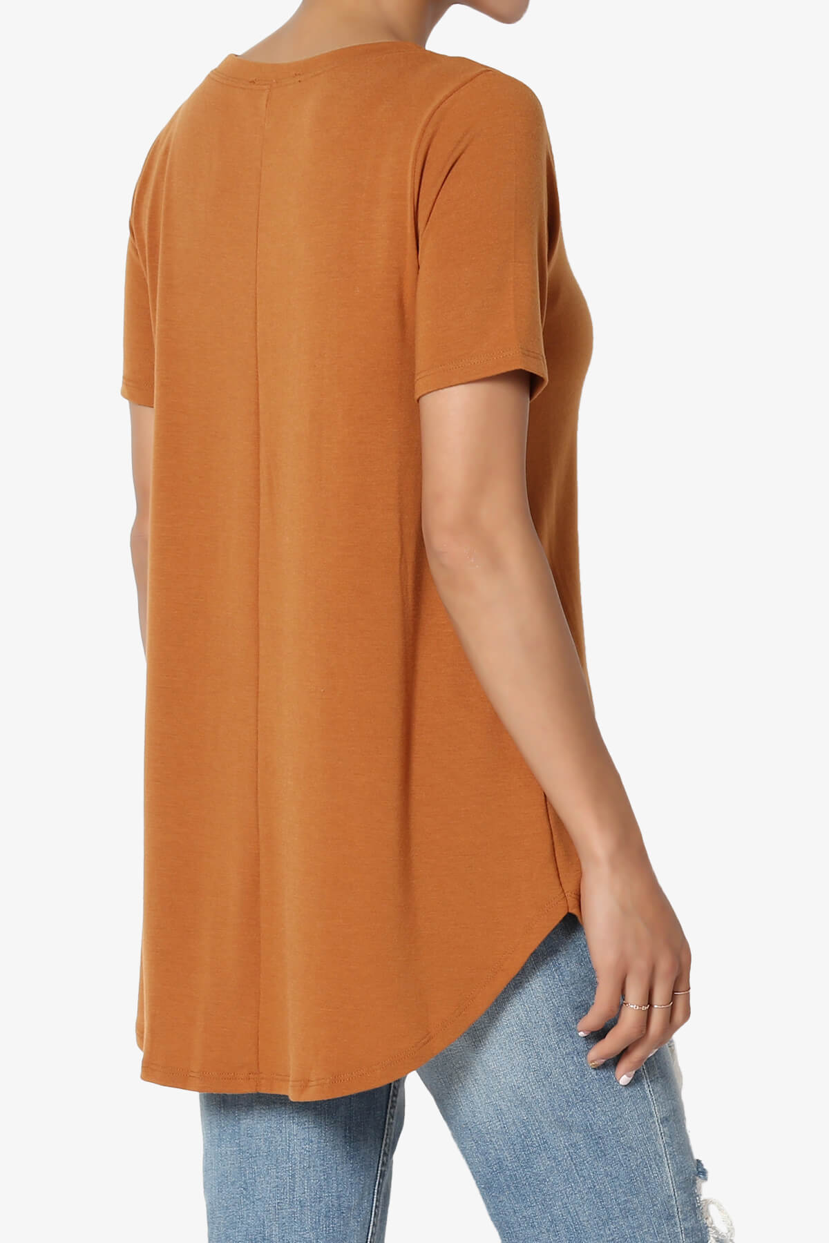 Tristan Essential Short Sleeve Round Hem Top ALMOND_4