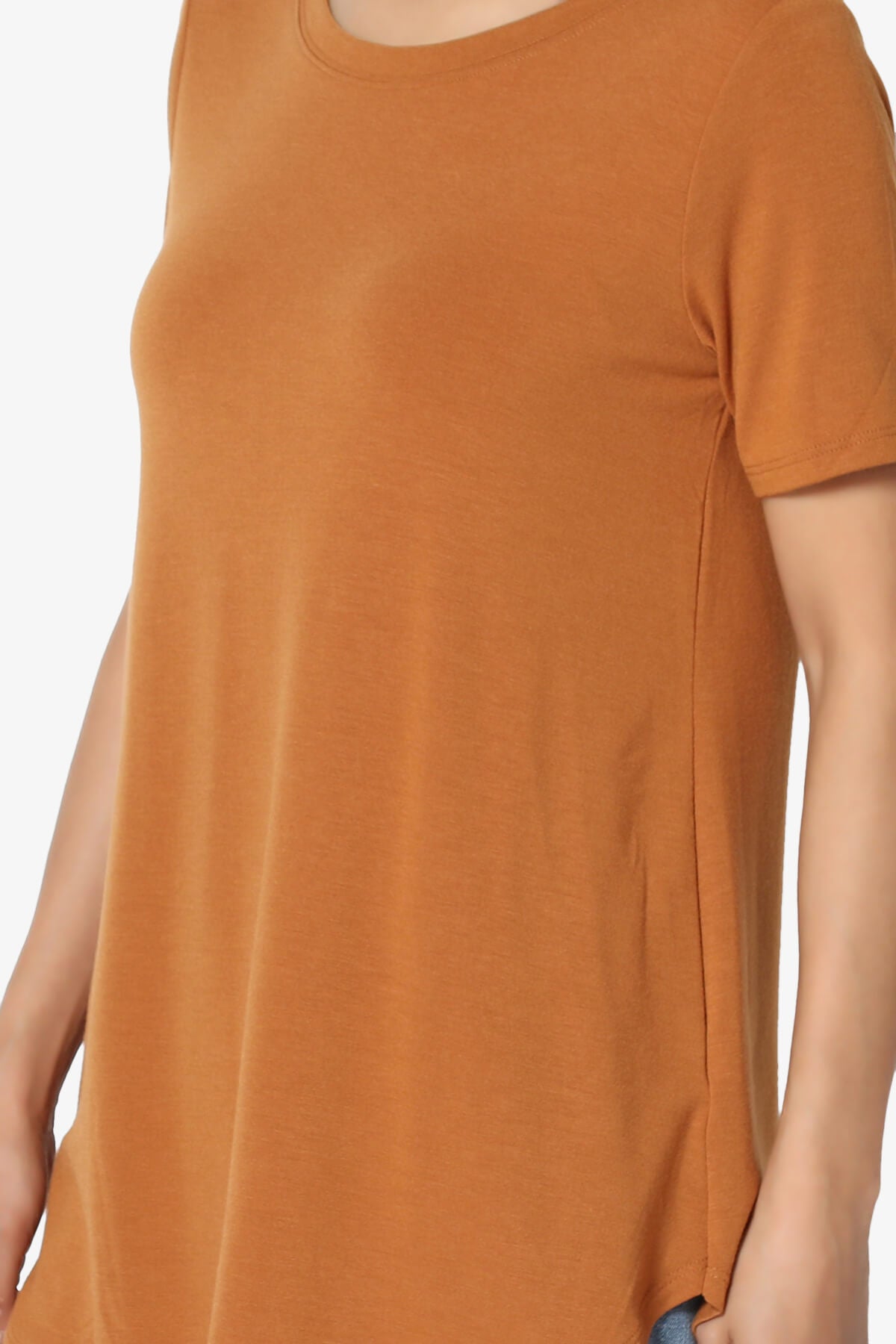 Tristan Essential Short Sleeve Round Hem Top ALMOND_5