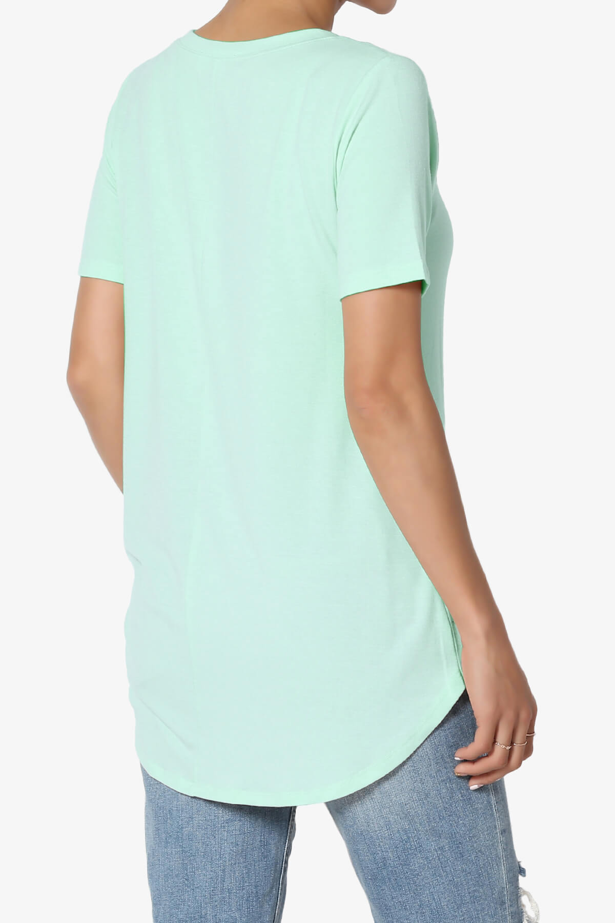 Tristan Essential Short Sleeve Round Hem Top AQUA_4