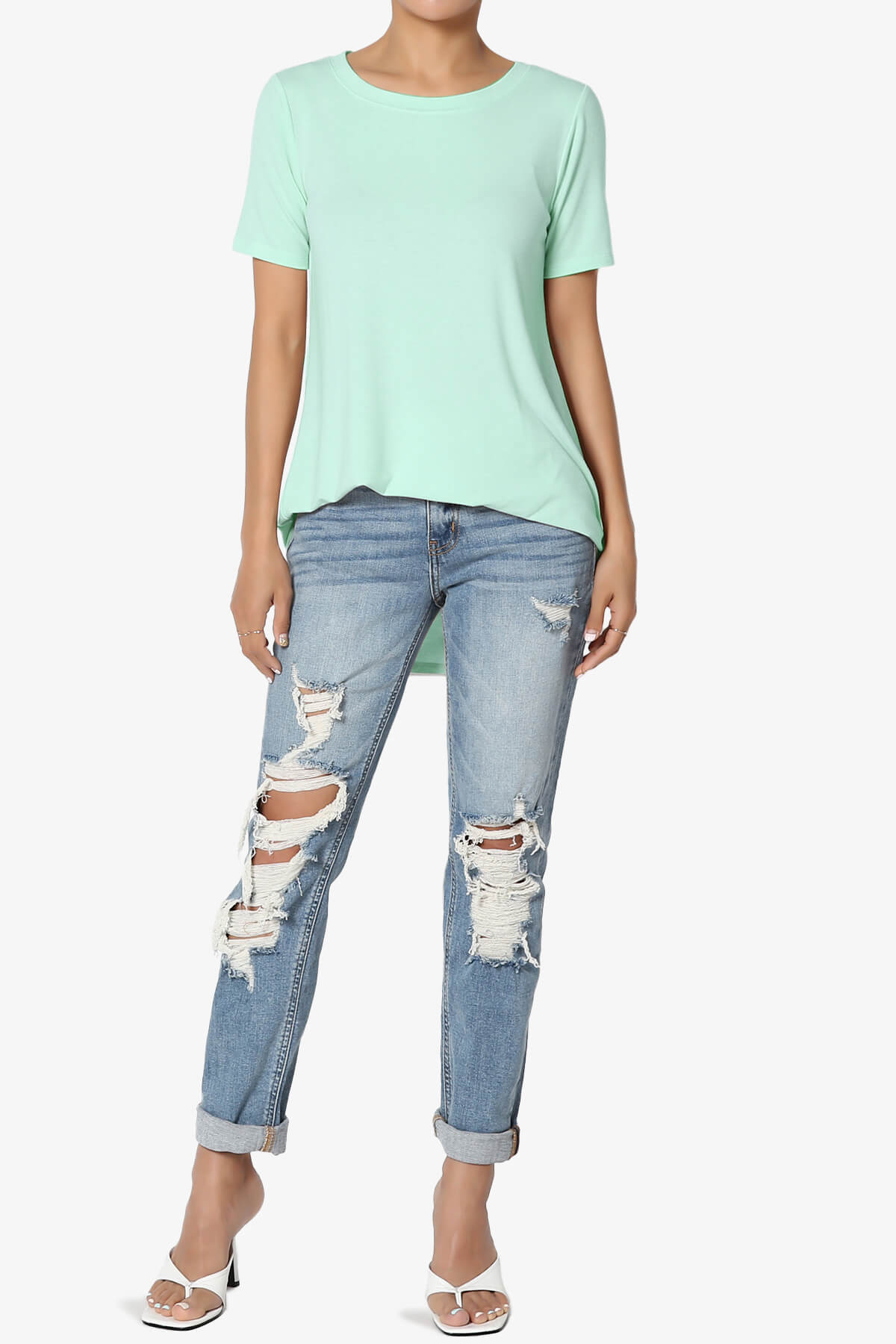 Tristan Essential Short Sleeve Round Hem Top AQUA_6