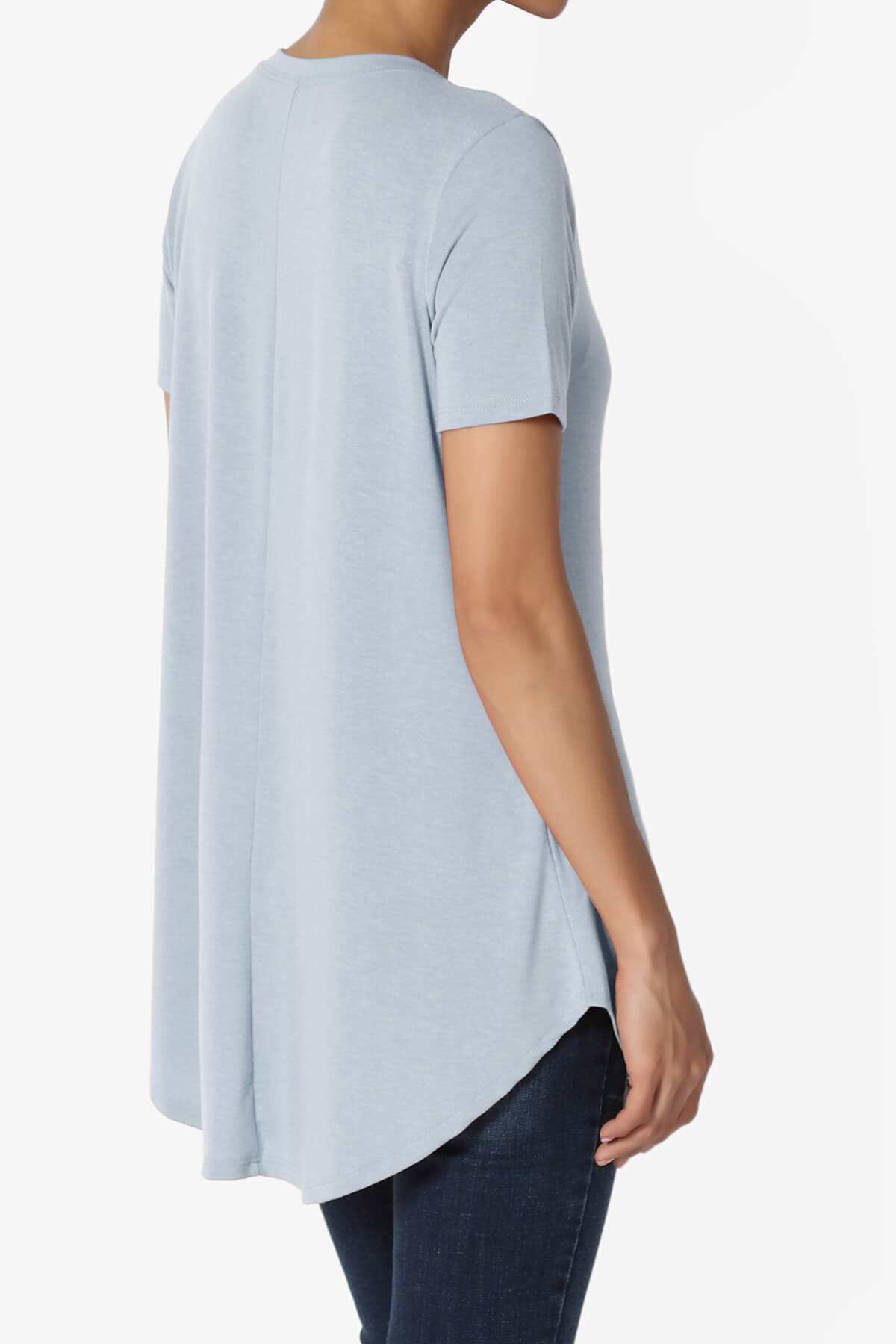 Tristan Essential Short Sleeve Round Hem Top ASH BLUE_4