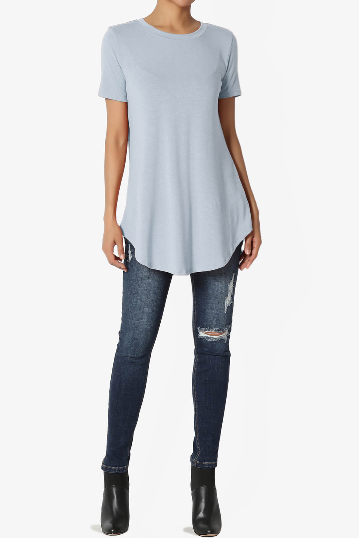 Tristan Essential Short Sleeve Round Hem Top ASH BLUE_6