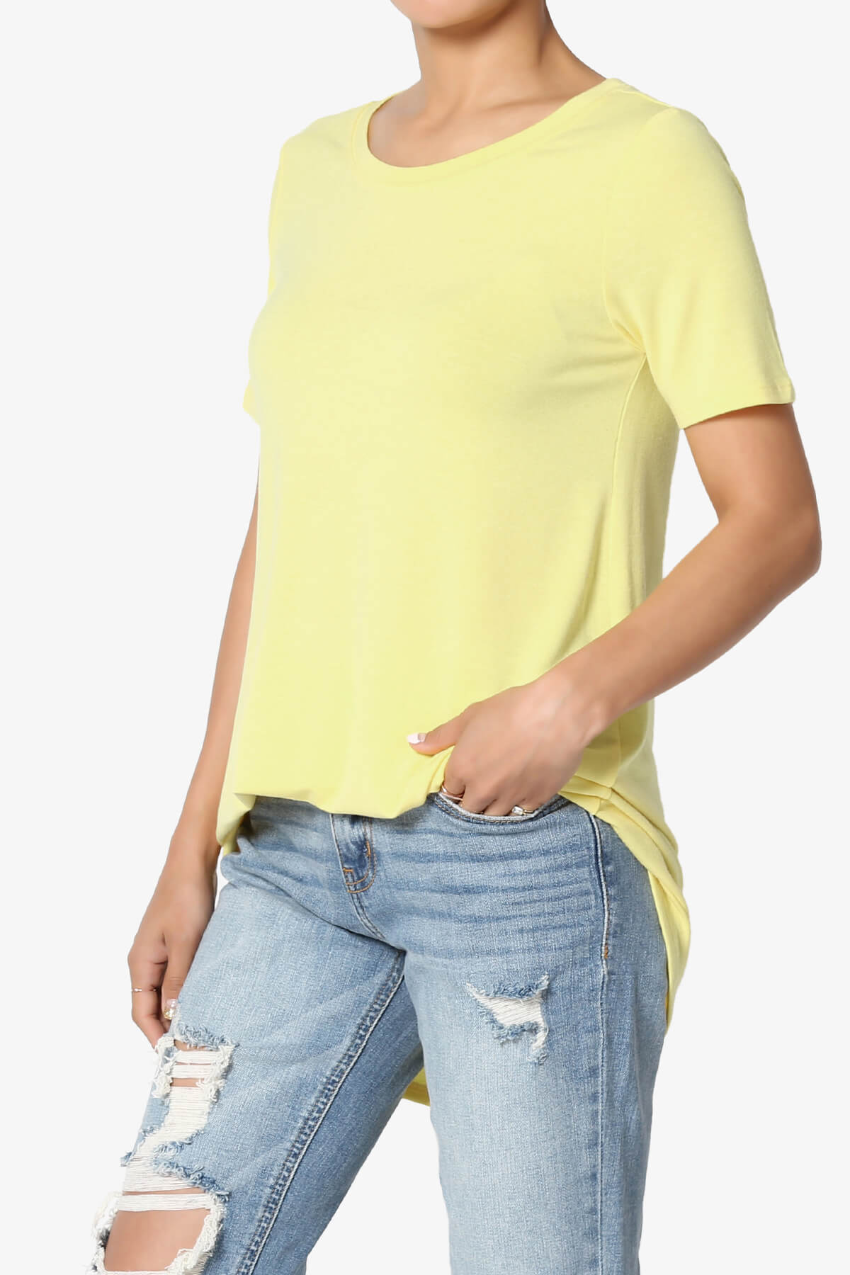 Tristan Essential Short Sleeve Round Hem Top BANANA_3