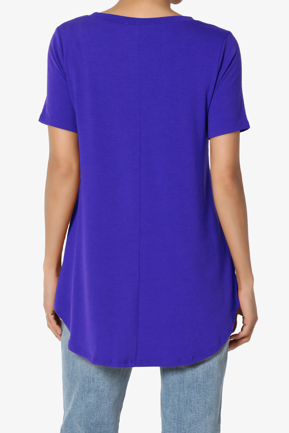 Tristan Essential Short Sleeve Round Hem Top BRIGHT BLUE_2
