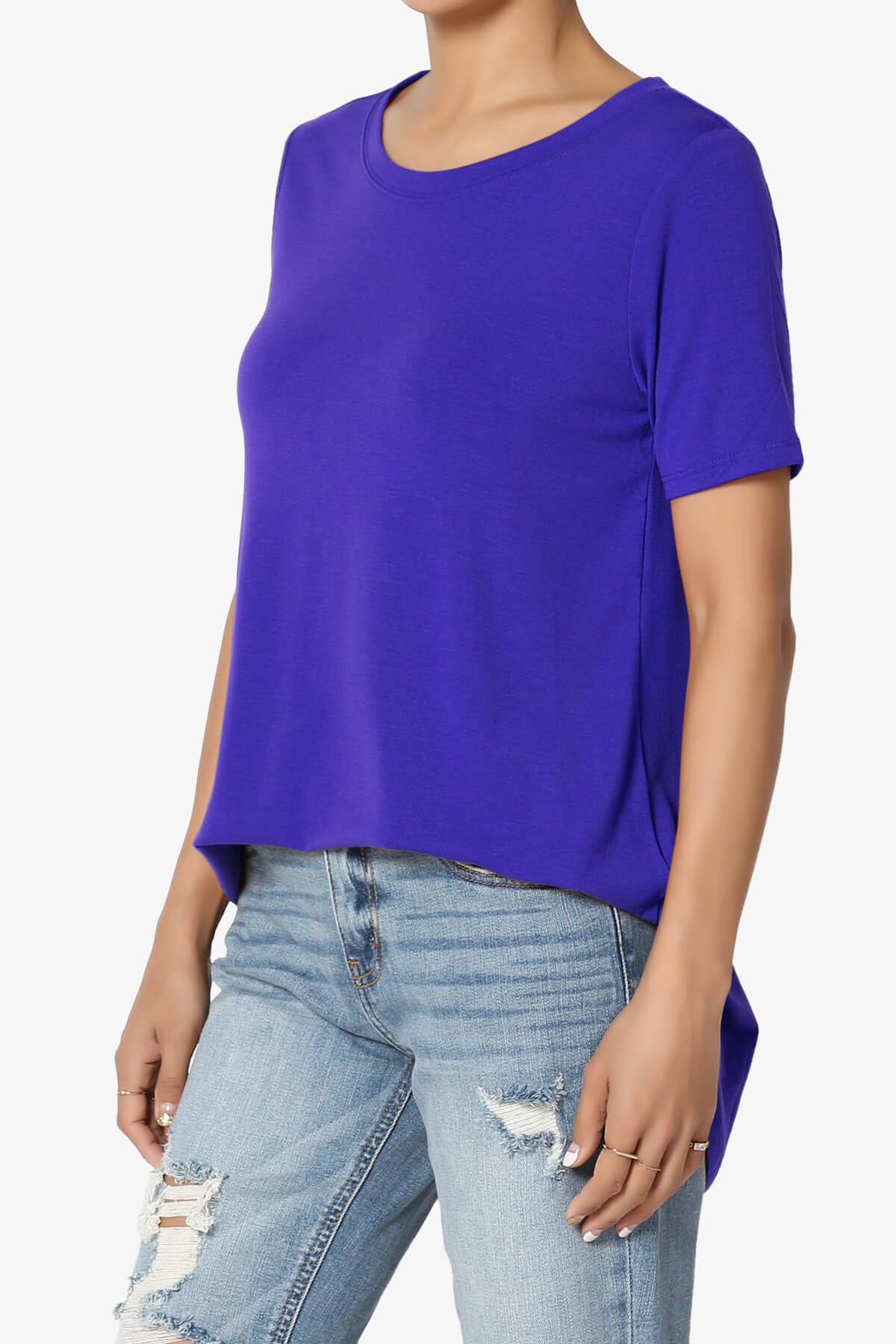 Tristan Essential Short Sleeve Round Hem Top BRIGHT BLUE_3