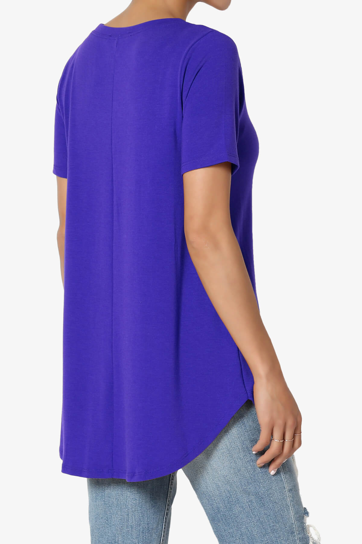 Tristan Essential Short Sleeve Round Hem Top BRIGHT BLUE_4