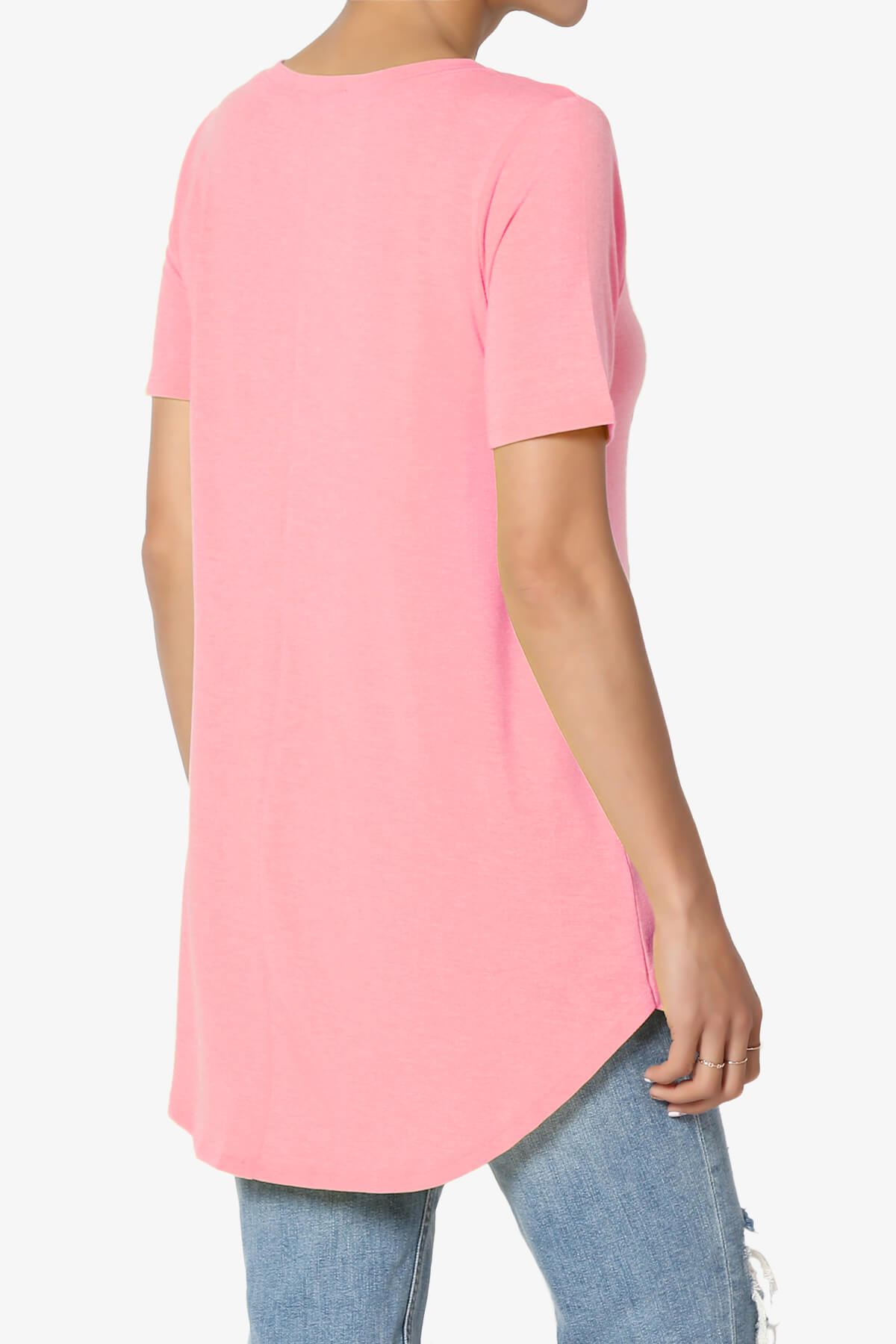 Tristan Essential Short Sleeve Round Hem Top BRIGHT PINK_4