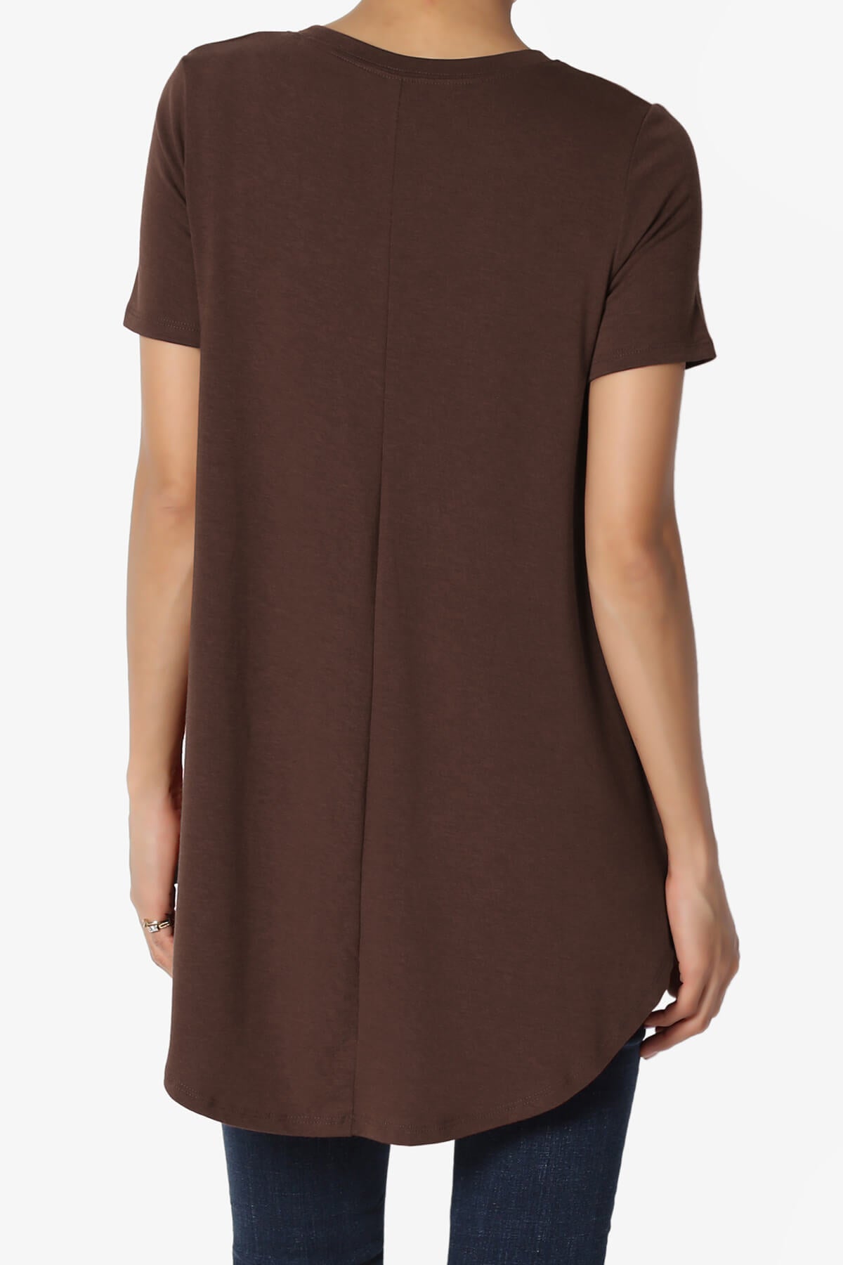 Tristan Essential Short Sleeve Round Hem Top BROWN_2