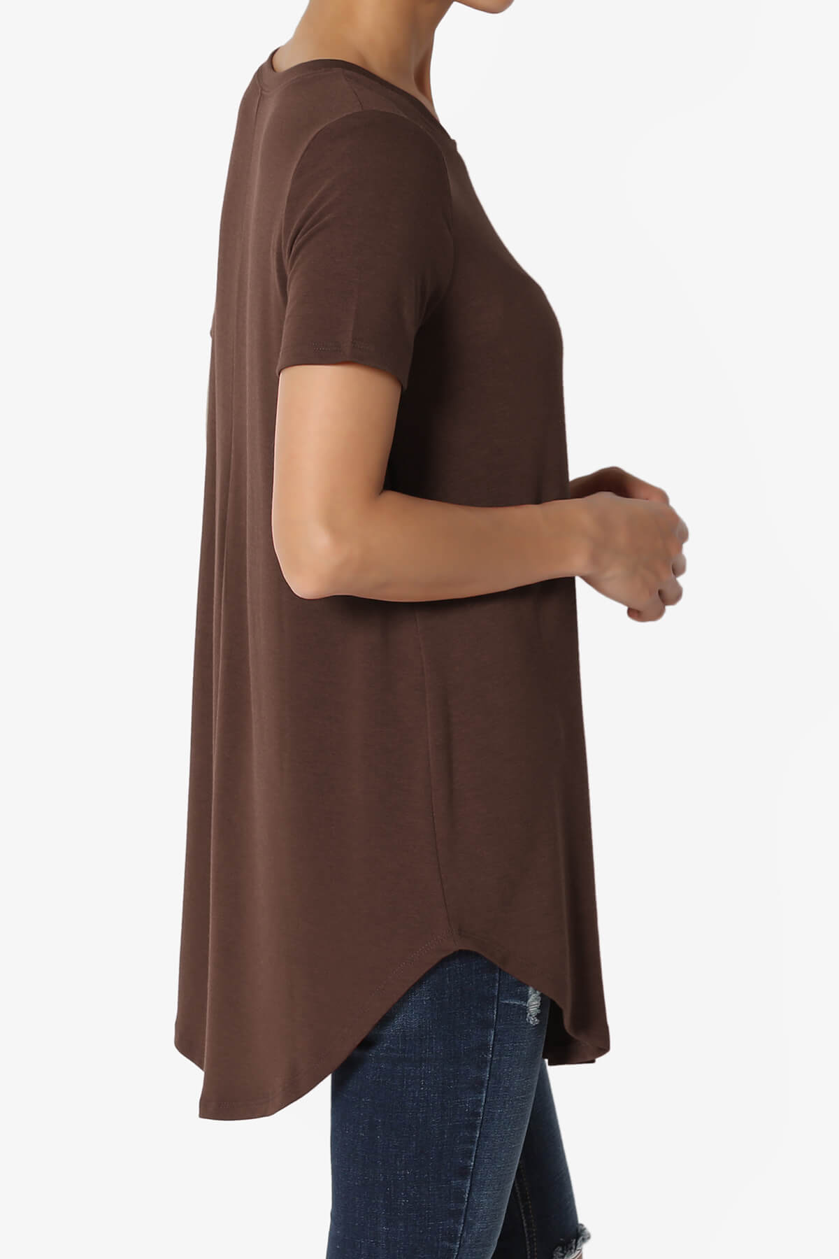 Tristan Essential Short Sleeve Round Hem Top BROWN_4