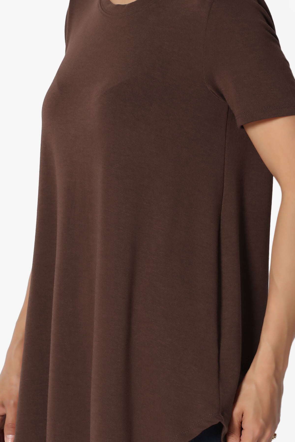 Tristan Essential Short Sleeve Round Hem Top BROWN_5