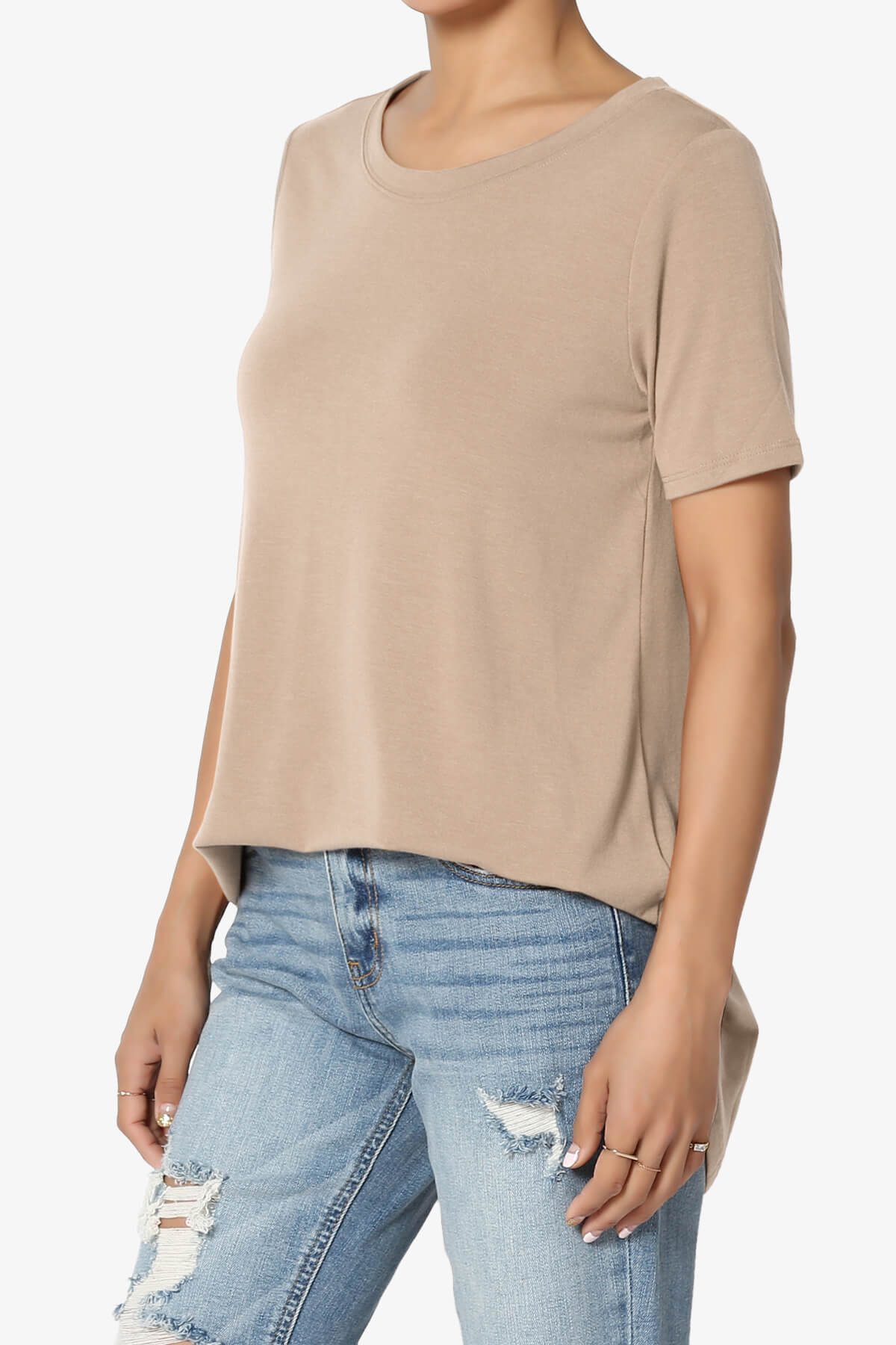 Tristan Essential Short Sleeve Round Hem Top BRUSH_3