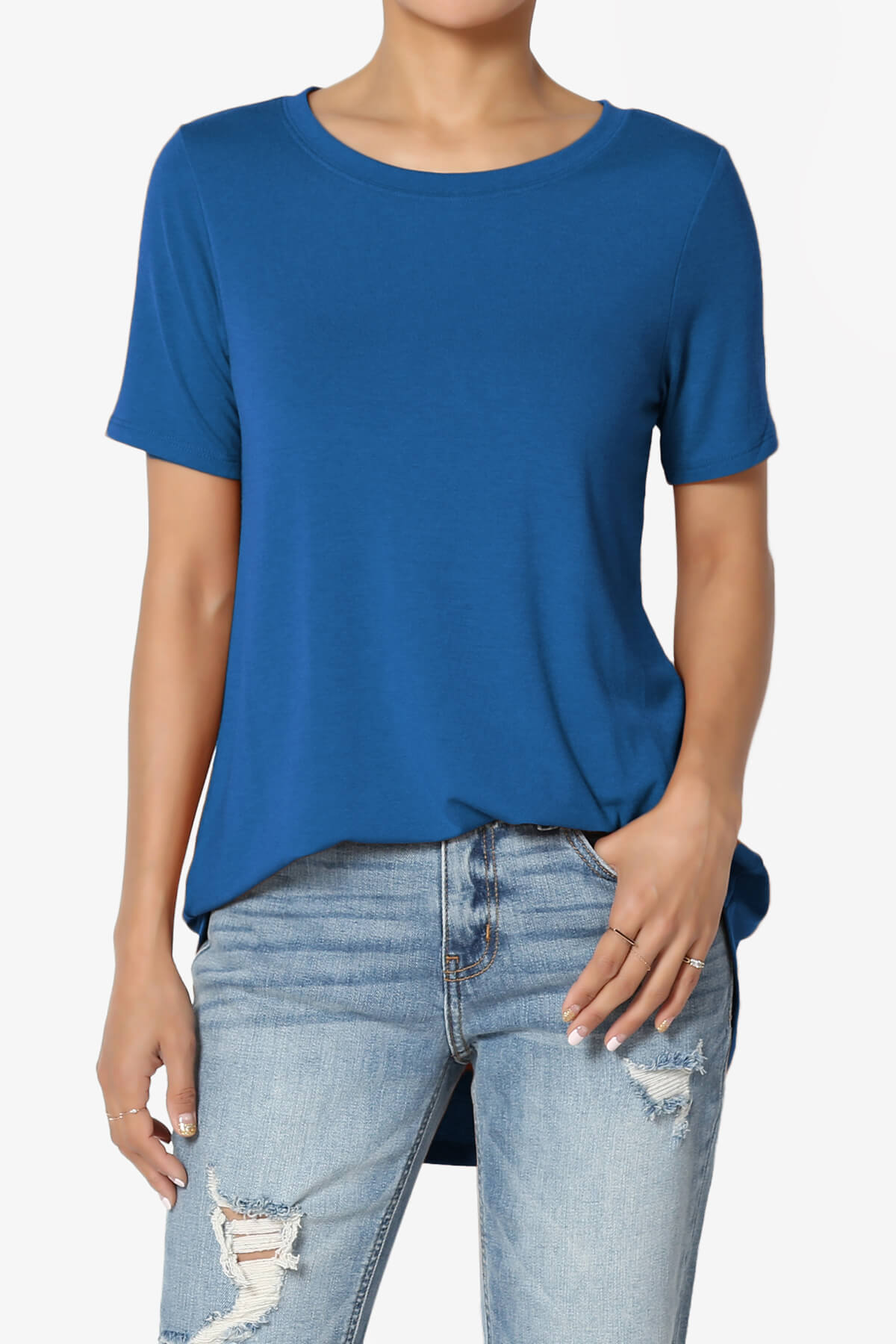 Tristan Essential Short Sleeve Round Hem Top CLASSIC BLUE_1