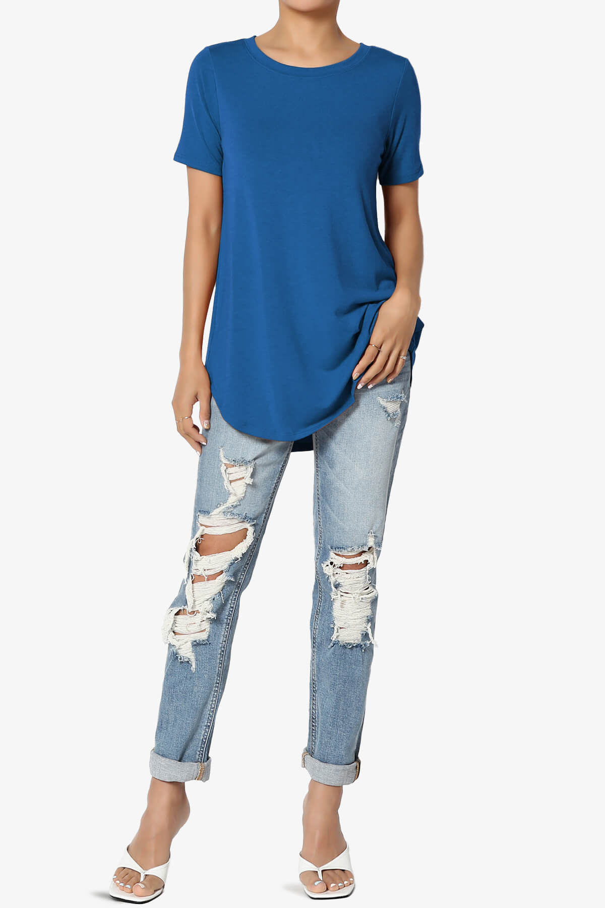 Tristan Essential Short Sleeve Round Hem Top CLASSIC BLUE_6