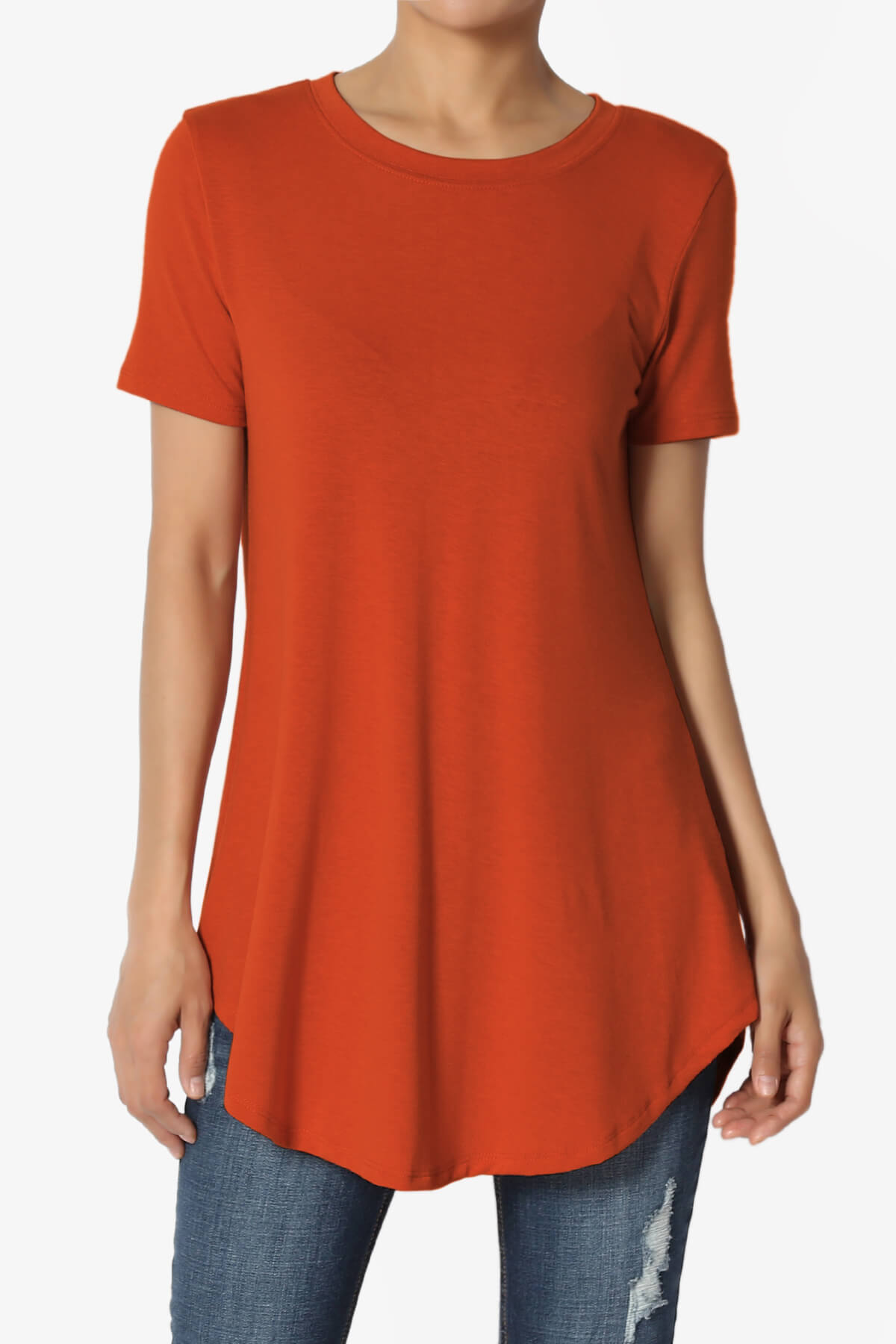 Tristan Essential Short Sleeve Round Hem Top COPPER_1
