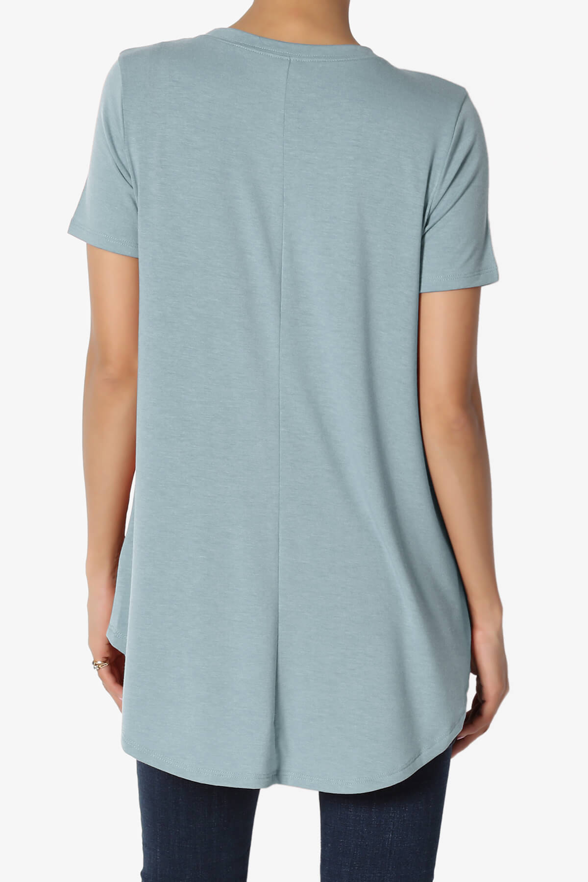 Tristan Essential Short Sleeve Round Hem Top DUSTY BLUE_2