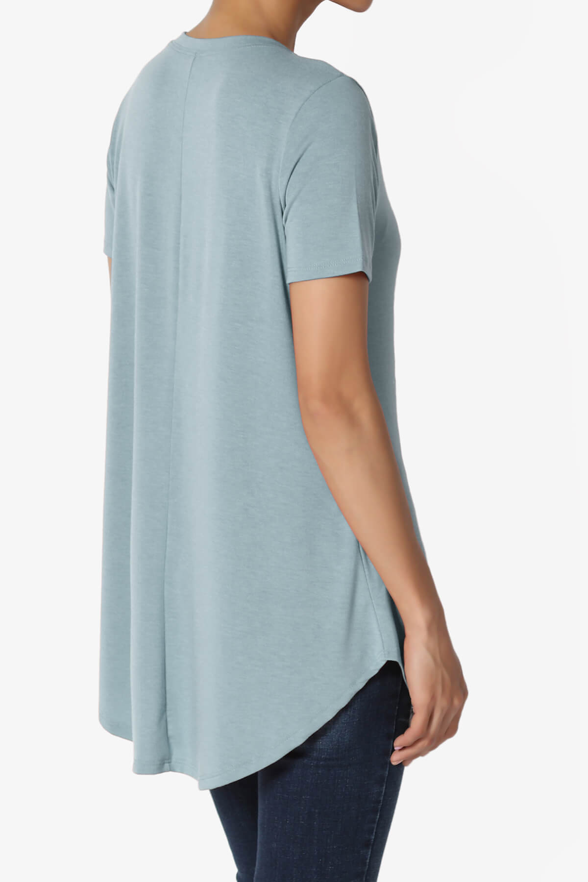 Tristan Essential Short Sleeve Round Hem Top DUSTY BLUE_4