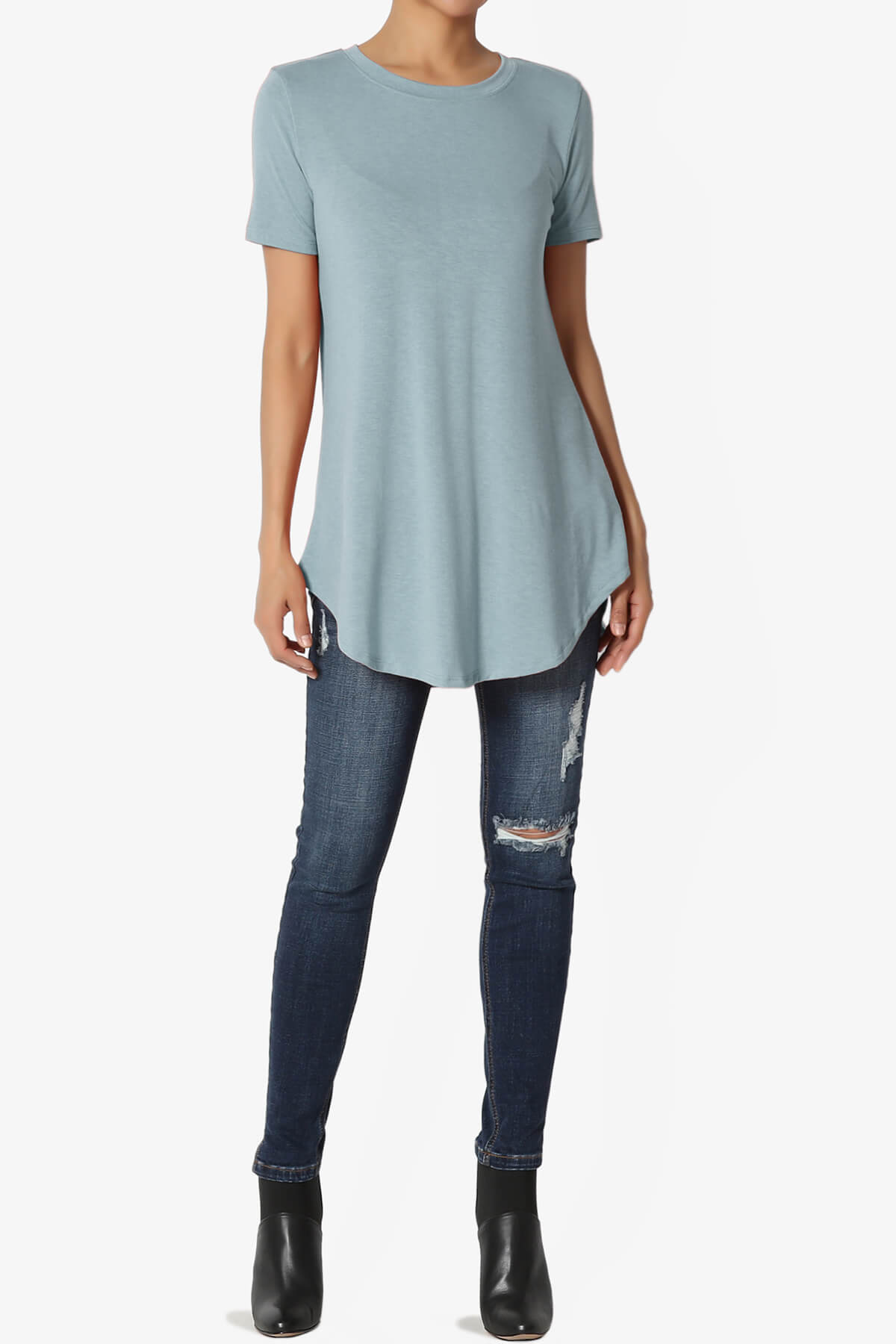 Tristan Essential Short Sleeve Round Hem Top DUSTY BLUE_6