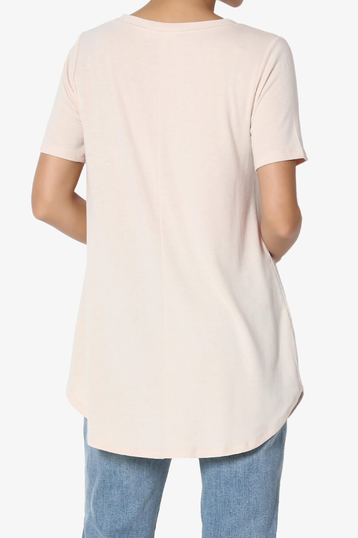 Tristan Essential Short Sleeve Round Hem Top DUSTY BLUSH_2