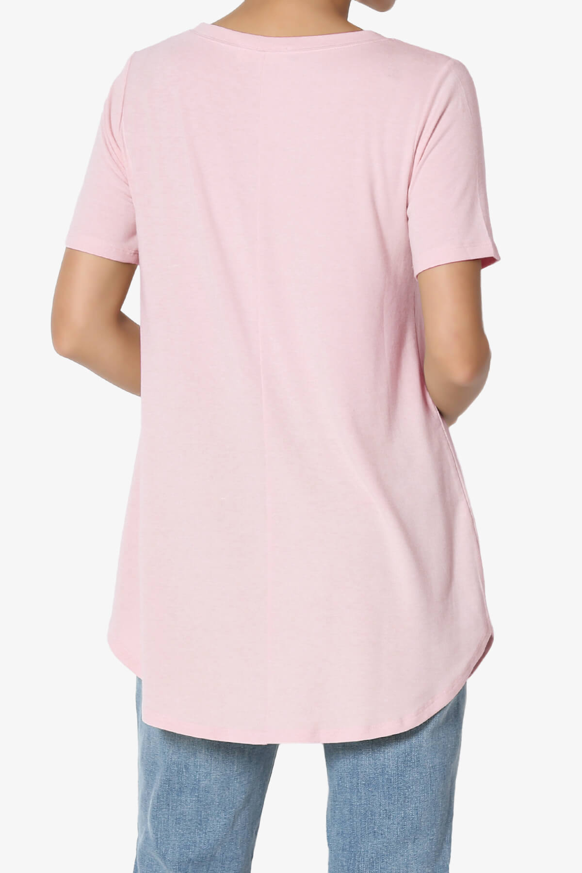 Tristan Essential Short Sleeve Round Hem Top DUSTY PINK_2