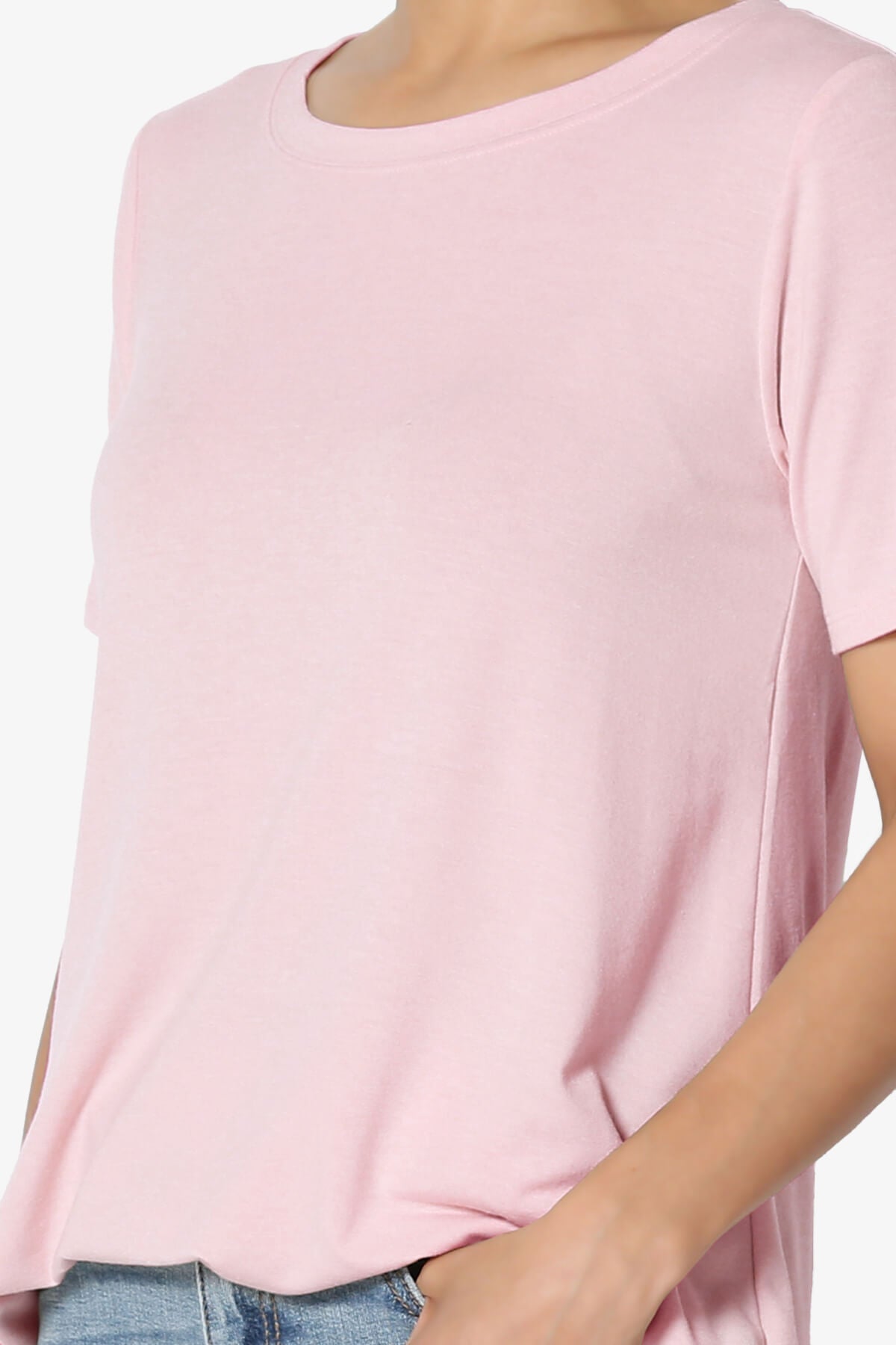 Tristan Essential Short Sleeve Round Hem Top DUSTY PINK_5
