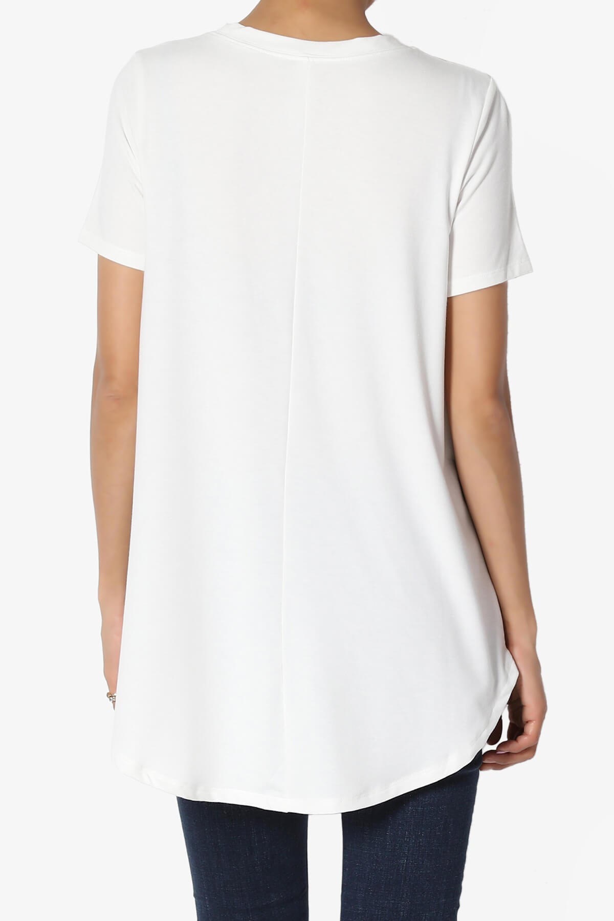 Tristan Essential Short Sleeve Round Hem Top IVORY_2